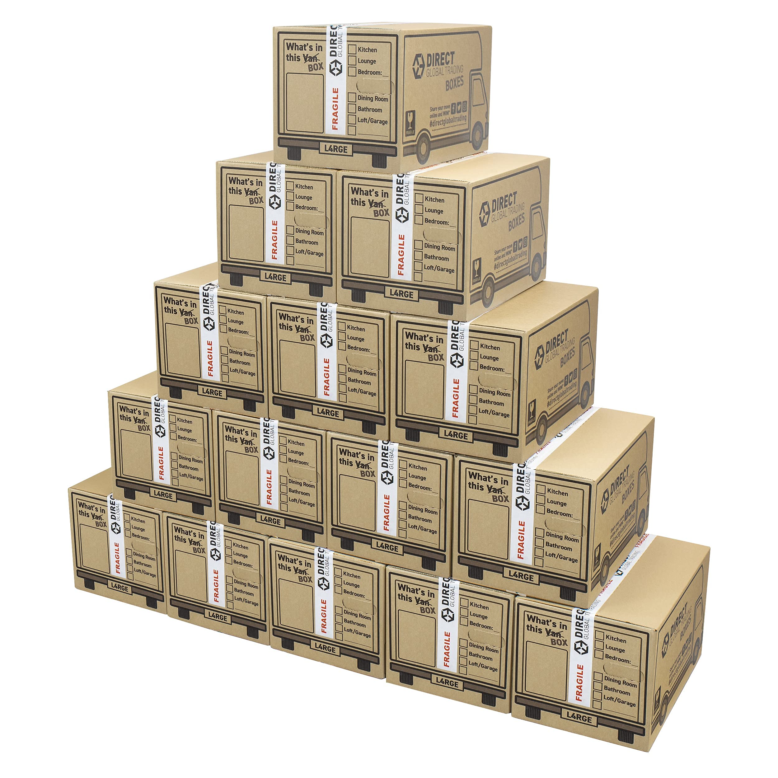 10 Strong Large Cardboard Storage Packing Moving House Boxes with 66m