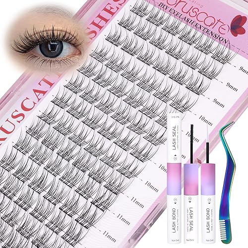 Kit de racimos de pestañas de aspecto natural, kit de extensión de pestañas Wispy DIY 96 piezas de extensión de pestañas, kit de extensiones de