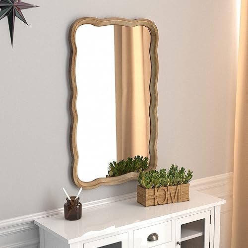 Miniatura 9 de Espejo decorativo con marco de madera curvada, espejo de pared decorativo de campo francés, rectangular 23.5 pulgadas de largo x 38 pulgadas