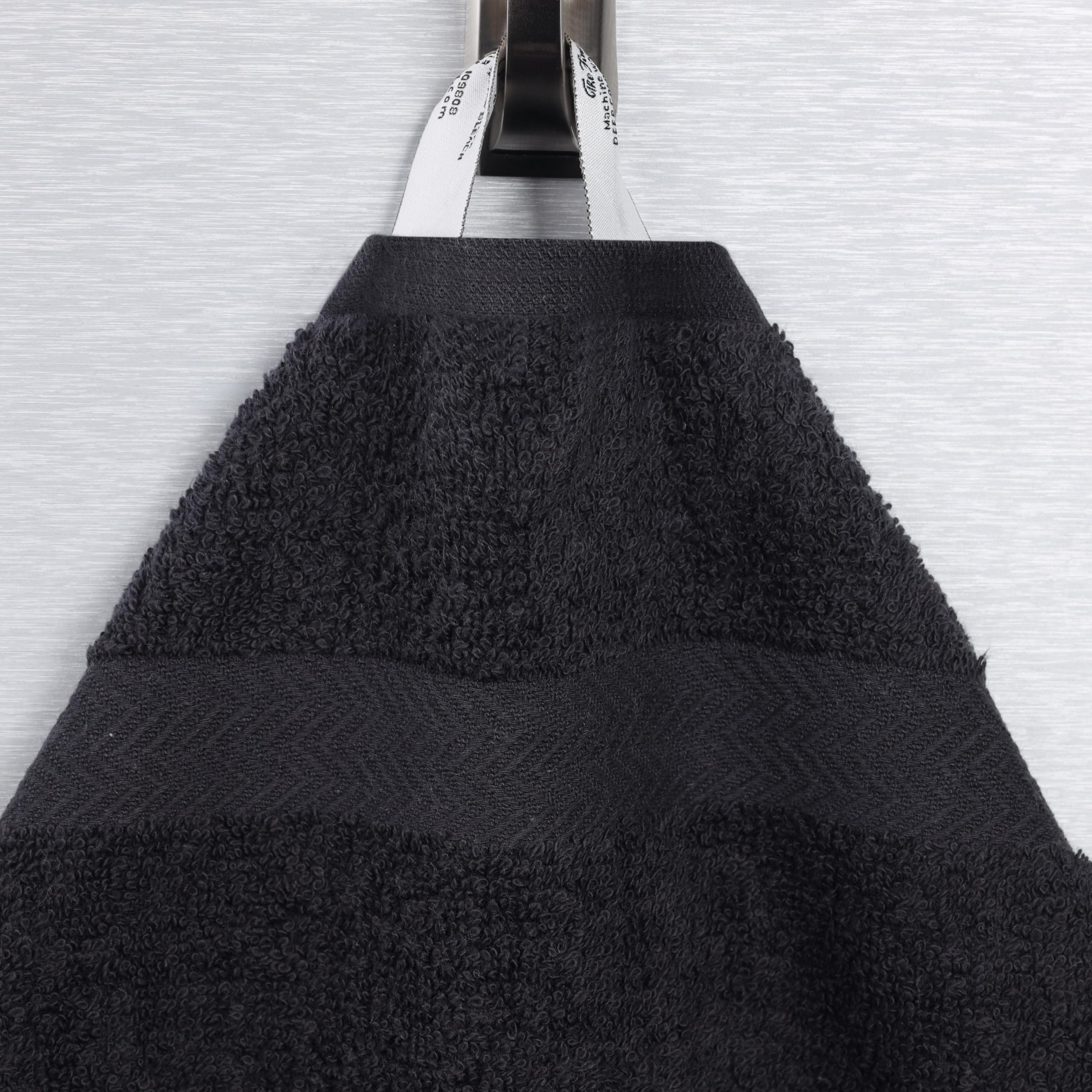 Superior Set di asciugamani da bagno, in cotone, nero, confezione da 4