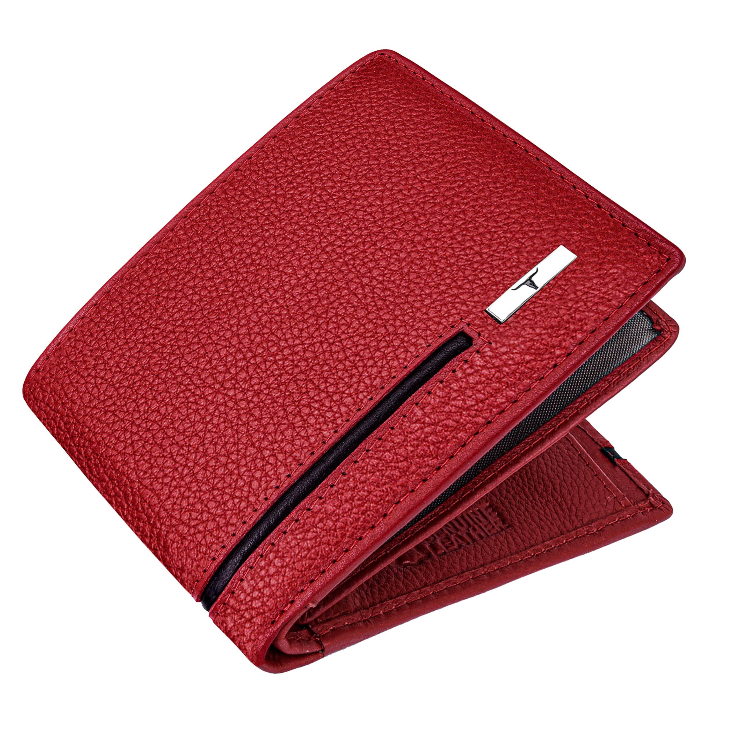 URBAN FOREST Stag Red/Black Leather Wallet for Men