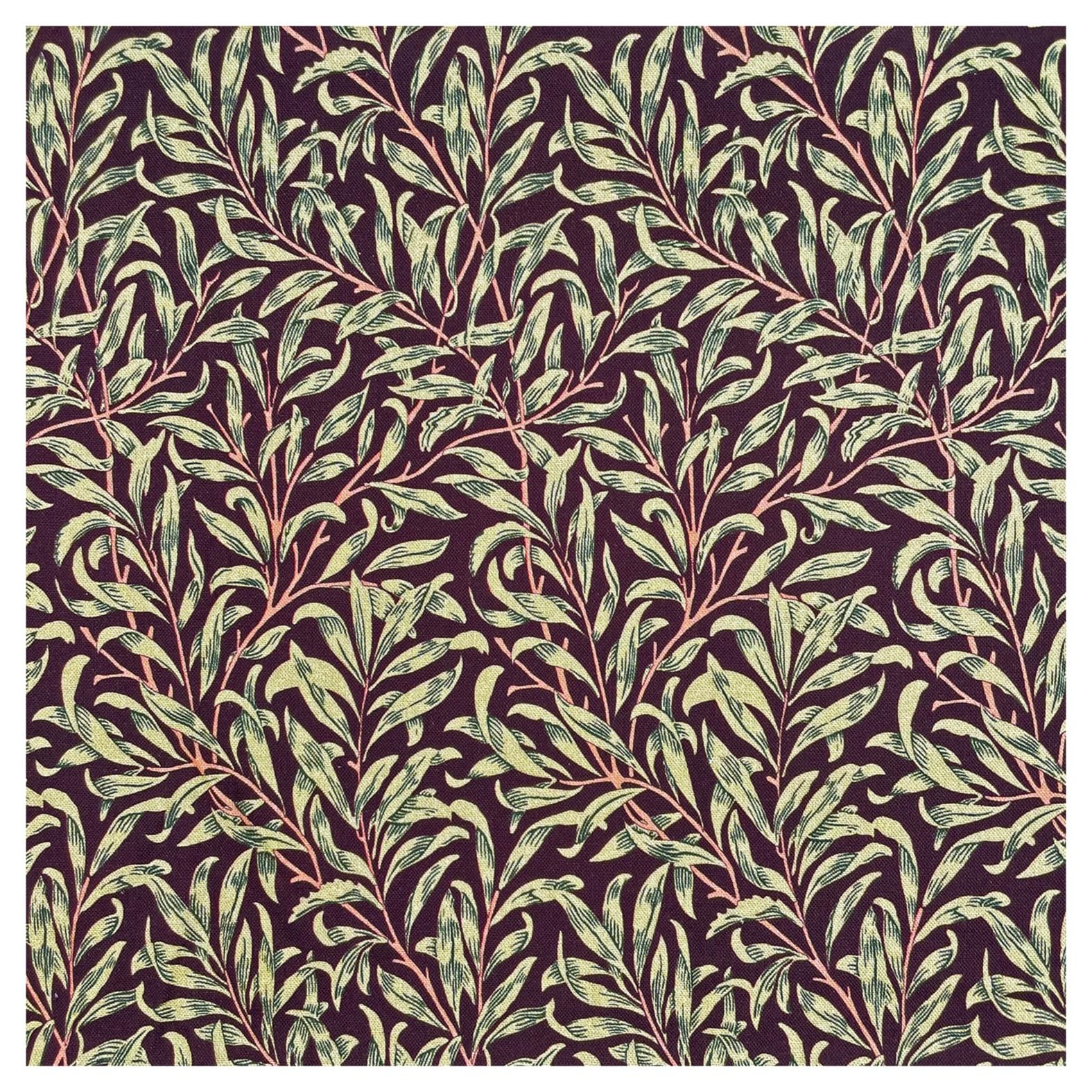 TheFabricTrade 100% Cotton Fabric Digital Printed Material William Morris Willow Bough Damson Classic Design - Ideal for Arts & Crafts, Sewing, Quilting - 5 Metre (500cm x 140cm)