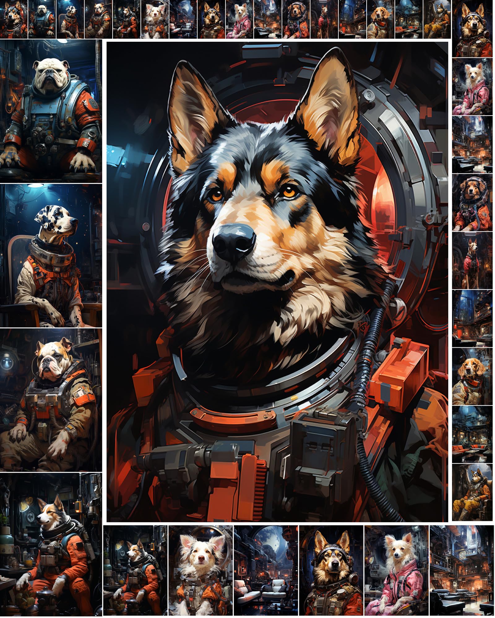 Papier à découper chiens astronautes pour décorer vos albums souvenirs