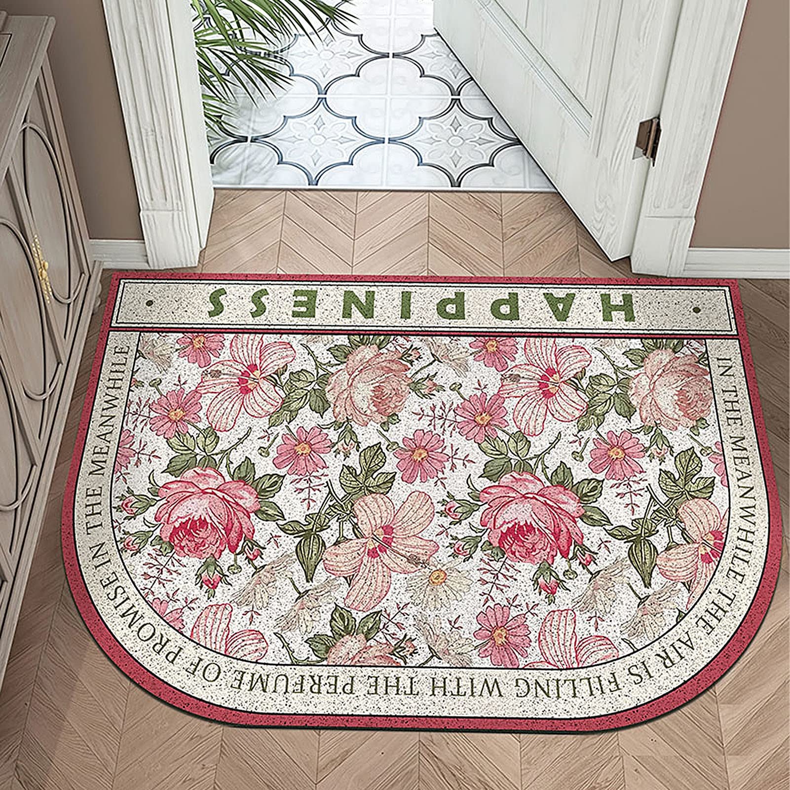YEARLY Große amerikanische Fußmatte,Türteppich mit Pflanzenblumenmuster rutschfeste Willkommensmatte PVC-Eingangsmatte für den Innen-und Außenbereich für die Heimdekoration der Villa