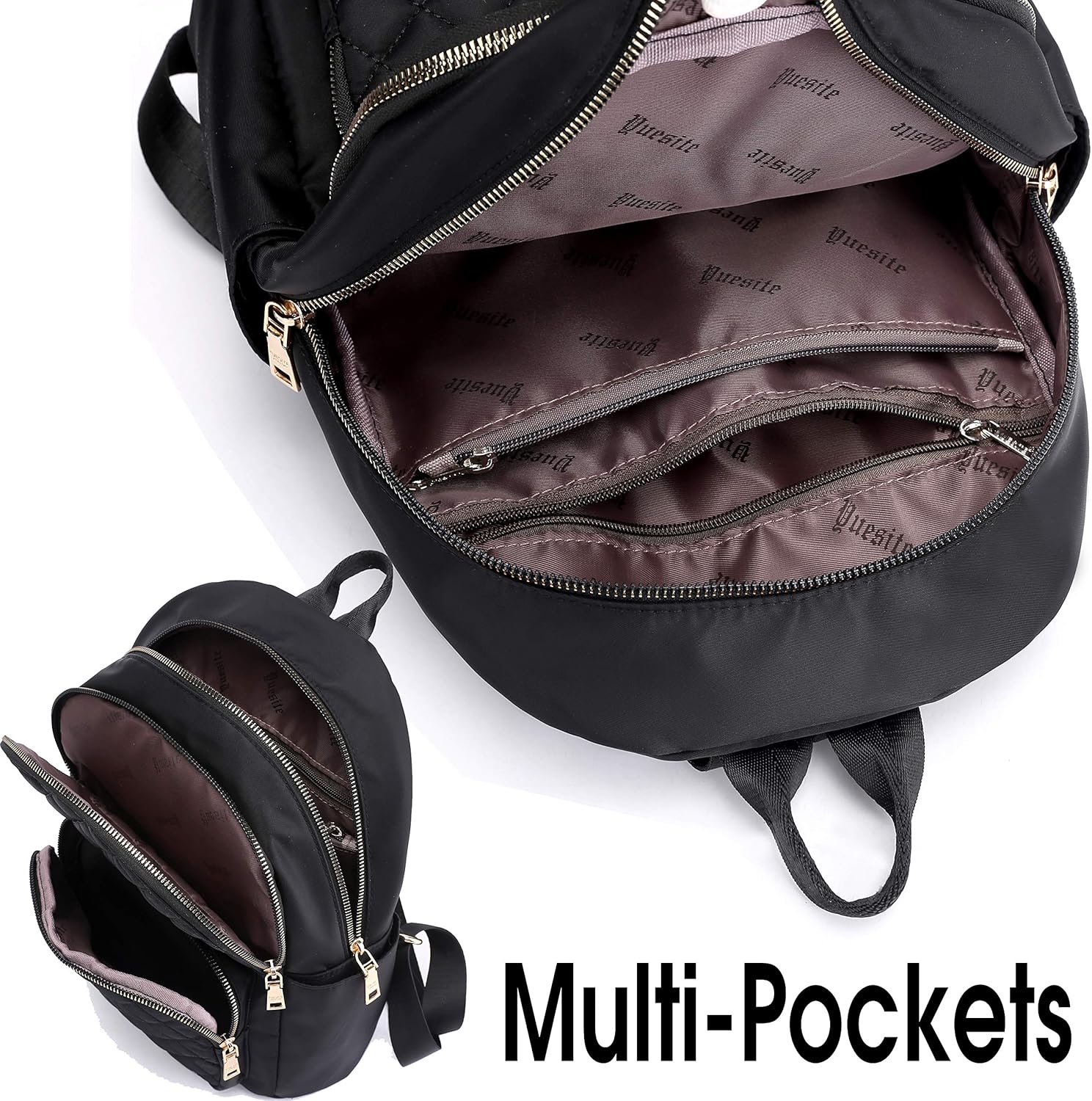 Backpack for Women, Nylon Travel Backpack Purse Black Shoulder Bag Small Casual Daypack for Girls (Black Quilted) : Clothing, Shoes & Jewelry