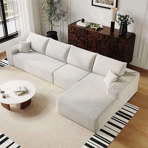 Miniatura 50 de Sofás seccionales de 96 pulgadas para sala de estar, sofá de nube tapizado en forma de L, sofás modulares modernos con diván (negro, 96 pulgadas de