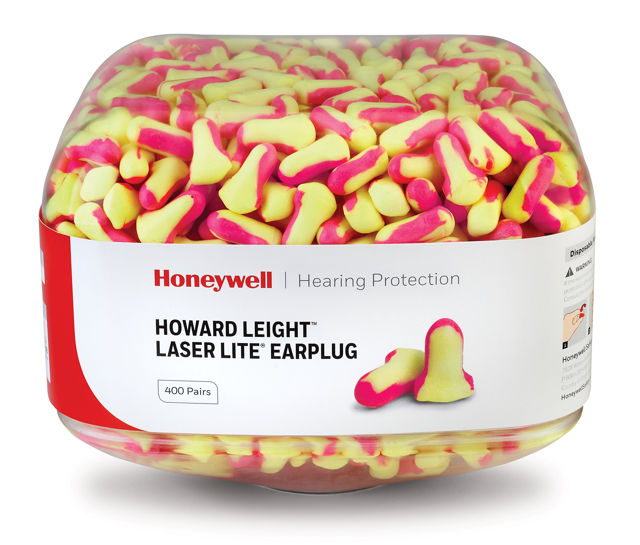 Howard Leight Laser Lite Hi-Visibility Earplug Refill for HL400 Dispenser, 800 Pairs (Two 400-Pair Canisters), NRR 32 (HL400-LL-REFILL)