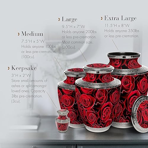 Miniatura 5 de Urnas de recuerdo de rosa carmesí para cenizas humanas con caja de regalo de terciopelo para recuerdos de cremación para cenizas