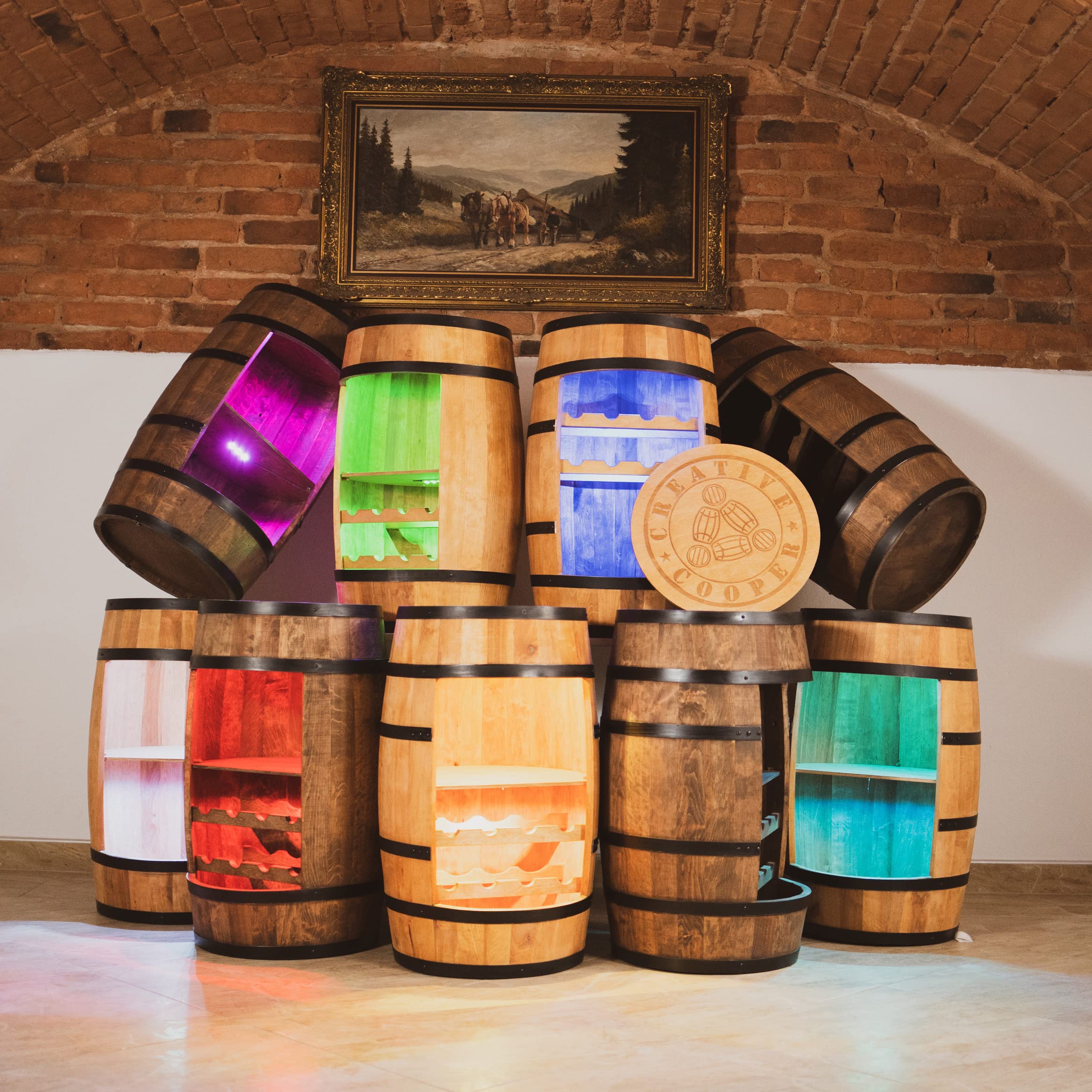 Scaffale per vino in legno – Mini bar – Armadietto per vino uomo e donna – Armadietto da bar con luci a LED – 80 cm di altezza – decorazione retrò scaffale per bar di casa mobili in legno di rovere