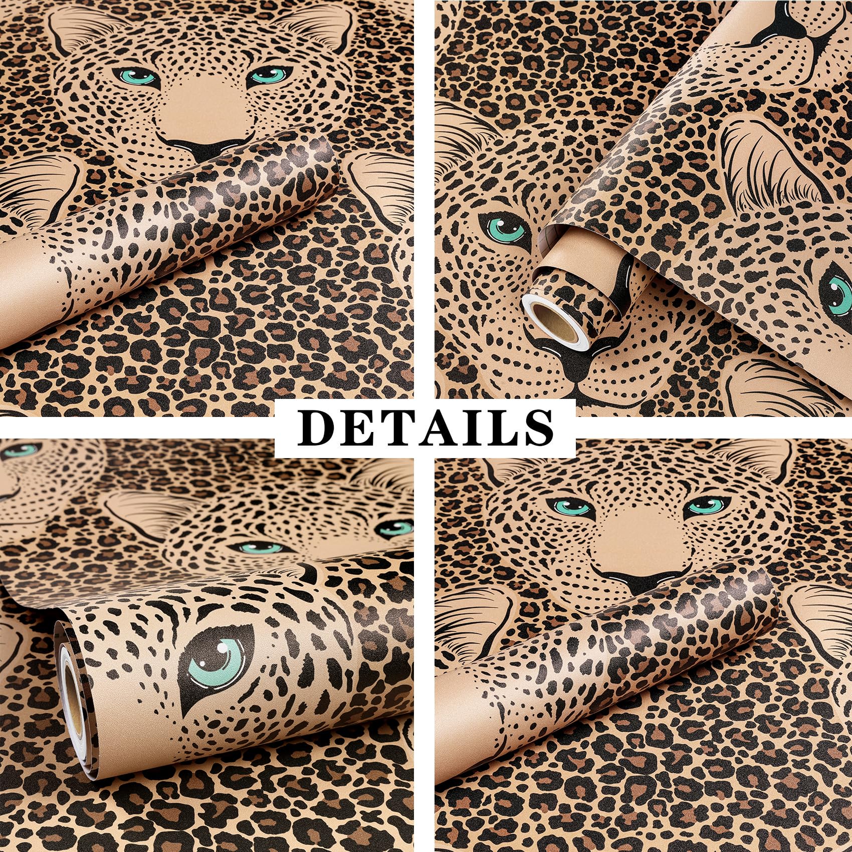 ReWallpaper Brown Leopard Print Wallpaper Peel and Stick Animal Print Vinyl Wrap for Kitchen Cupboards Doors Kids Wallpaper for Bedroom 44.5CMx3M Decorative Cheetah Wall Paper Roll Furniture Stickers - Image 2