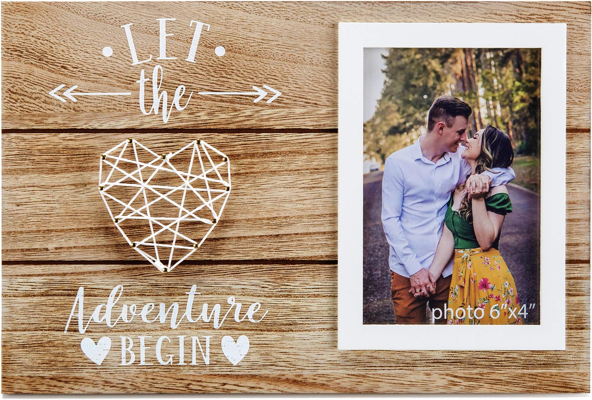 Hendson Engagement Wedding Gifts for Engaged Couples - Boyfriend, Girlfriend, Husband, Wife, or Fiance Romantic Love Picture Frame Gift - Let The Adventure Begin - 4x6 Inches Photo Frame