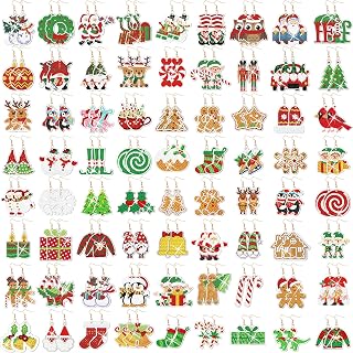 Quelay 72 Pairs Christmas Diamond Painting Earrings Kit - Dangle Drop Earrings Jewelry with 18 Tools for Adults Women Xmas Party Ornaments Gifts