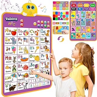 Alphabet Wall Chart, Talking ABC, Music Poster, Kids Learning Toys for Toddlers 2-4, Interactive Educational Toddler Monte...