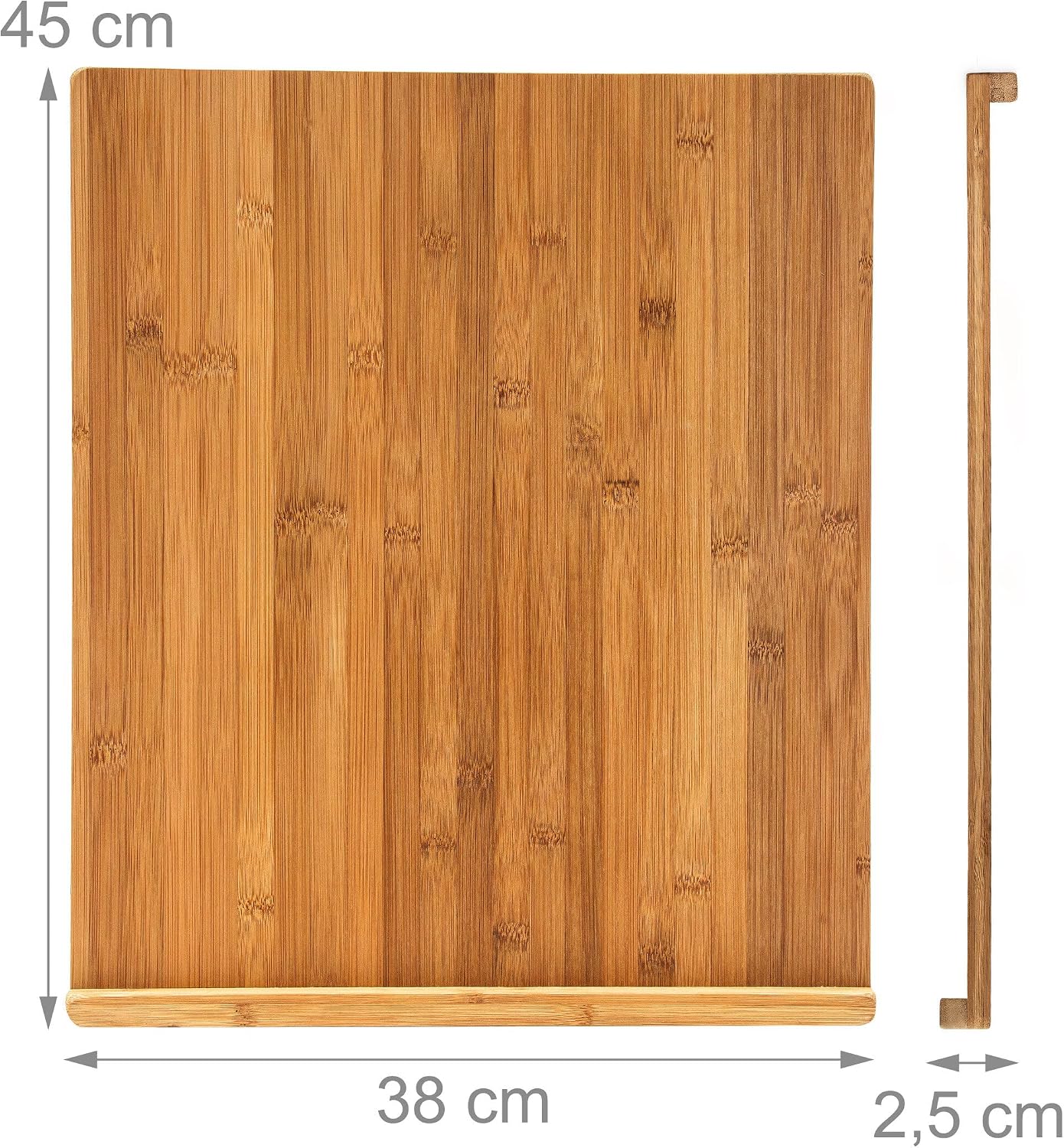 Relaxdays Bamboo Chopping Board, HxWxD: ca 2.5 x 38 x 45 cm, No-Slip, with Double Counter Edge,Double-Sided, Natural Brown image 4