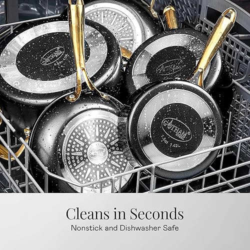 Miniatura 4 de Gotham Steel Juego de utensilios de cocina de cerámica antiadherentes, juego de ollas y sartenes de cerámica antiadherentes con vaporizador y