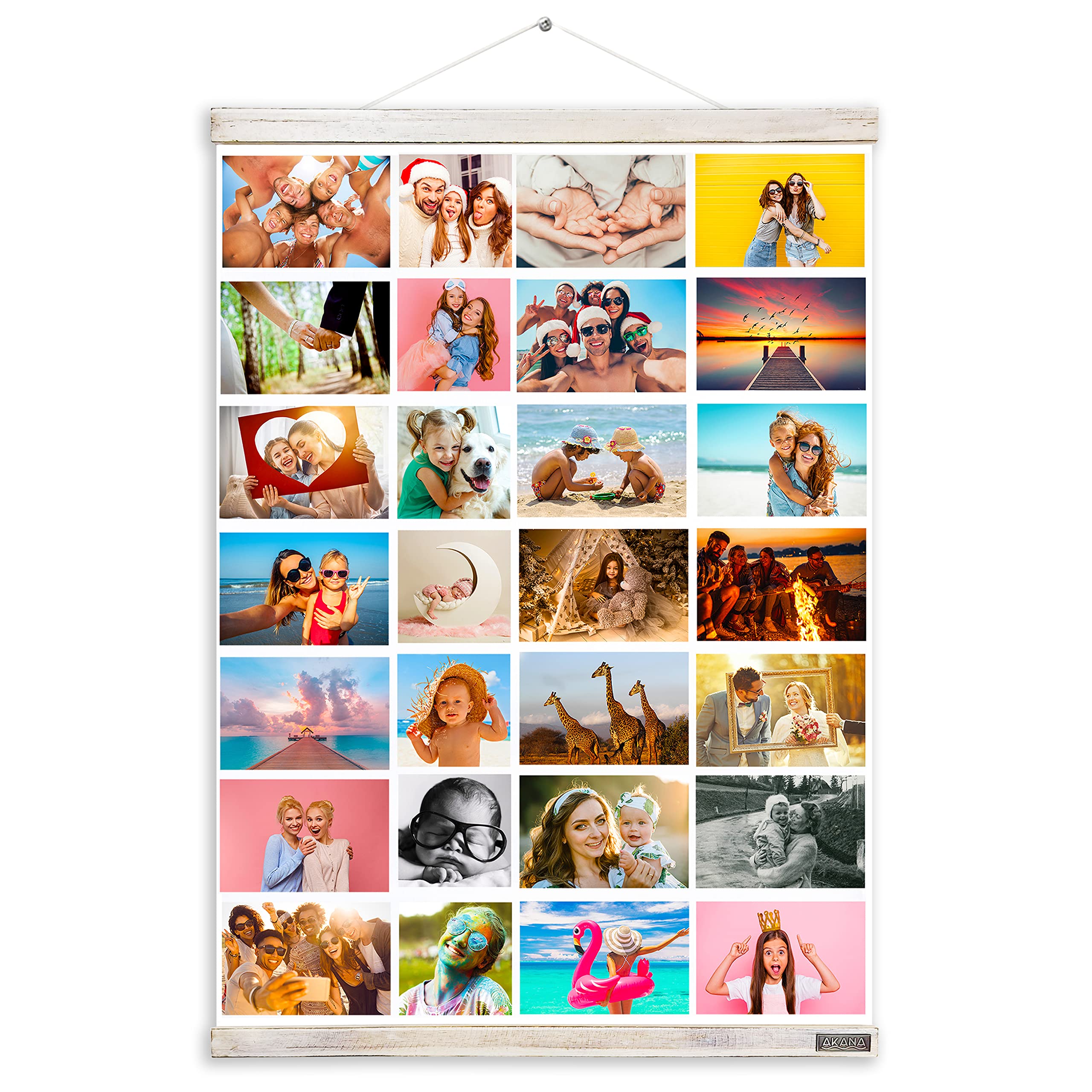 AKANA DESIGN Picture Holder Canvas BlankPhoto - White Multi-Photo Display Canvas Whitewash Wood - 200 Photo Dots Inc - Wall Hanging Photo Holder Board- Photo Collage Hanger for Wall Décor