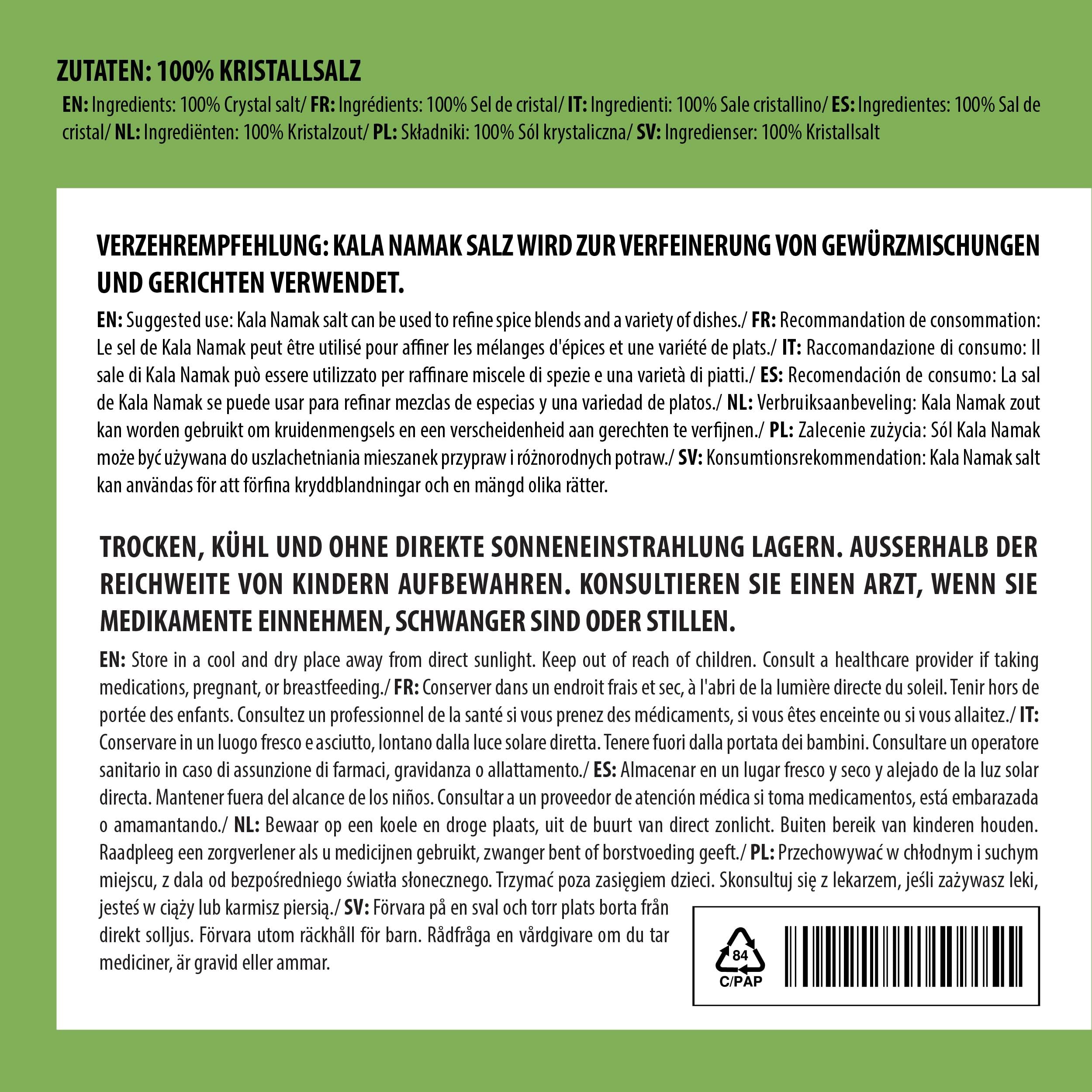 Alpi Nature Gruba Sól Kala Namak 1kg, Naturalna Czarna Sól Kamienna Kala Namak Gruba