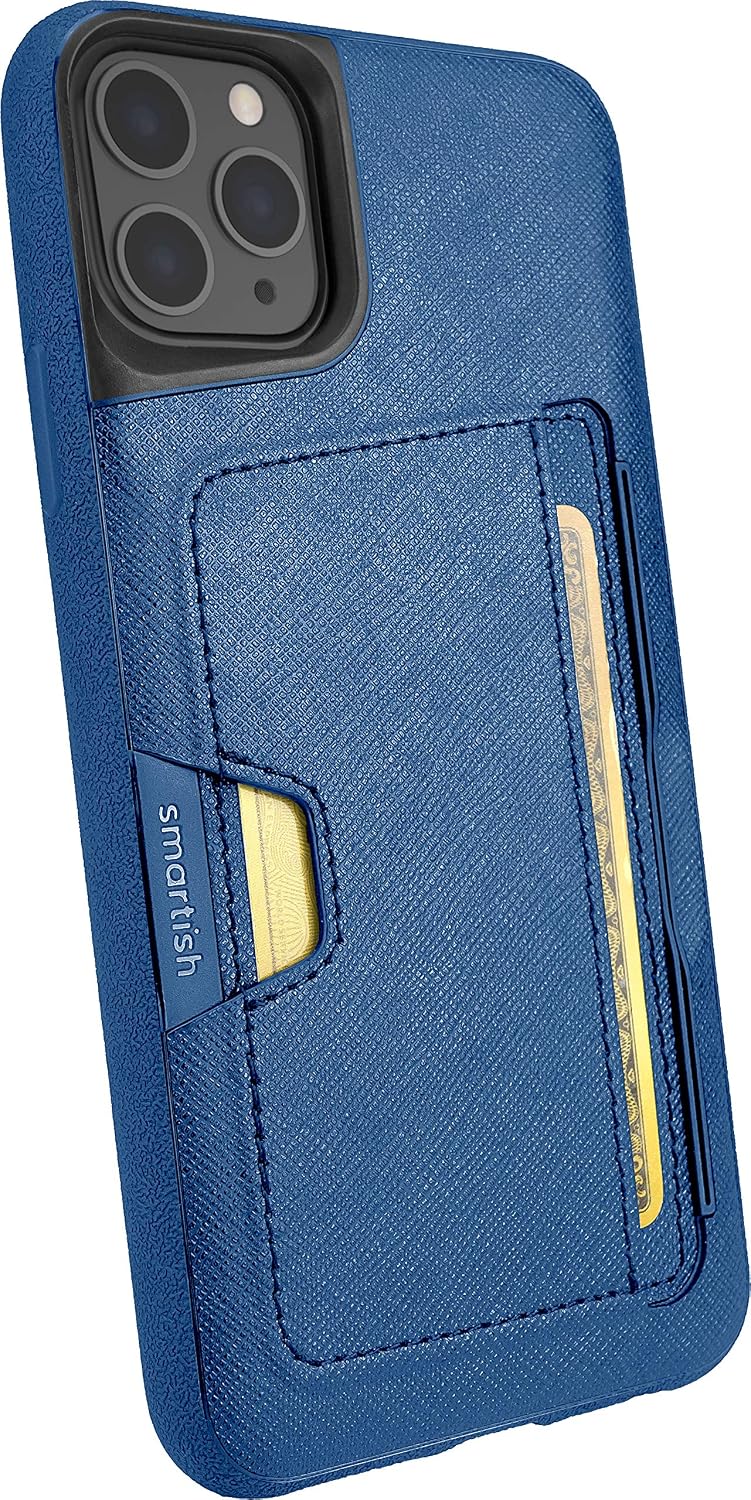Smartish iPhone 11 Pro Max Wallet Case - Wallet Slayer Vol. 2 [Slim Protective Kickstand] Credit Card Holder (Silk) - Blues on The Green