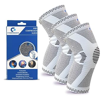 Compressa Knee Sleeve for Women & Men 3-Pack Regular - Non-Slip Compression Support for Joint Pain, Muscle Recovery, Arthritis, and Injury Relief