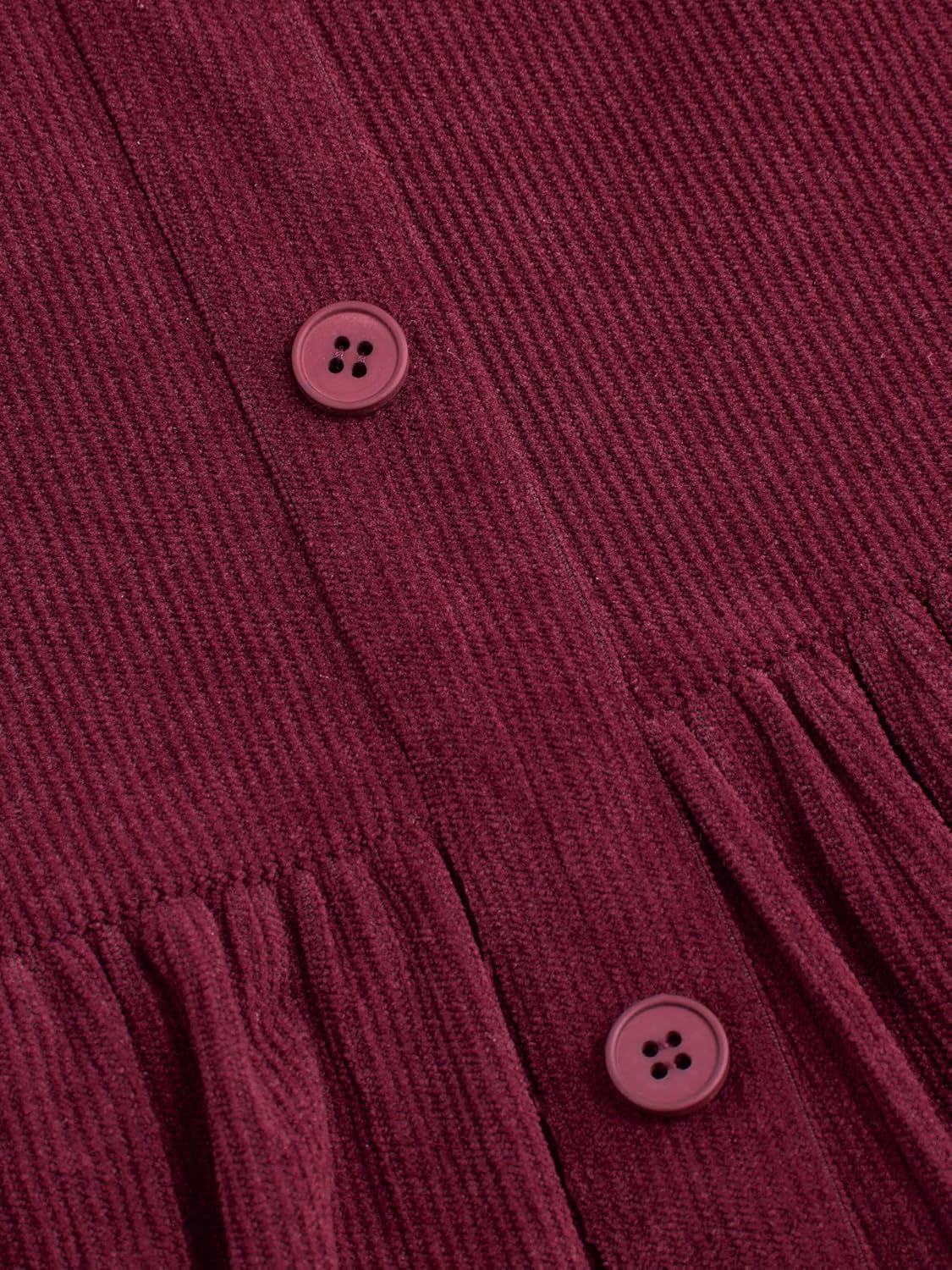 CIDER Women's Corduroy Tiered Skirt Button Front A Line Midi Skirt