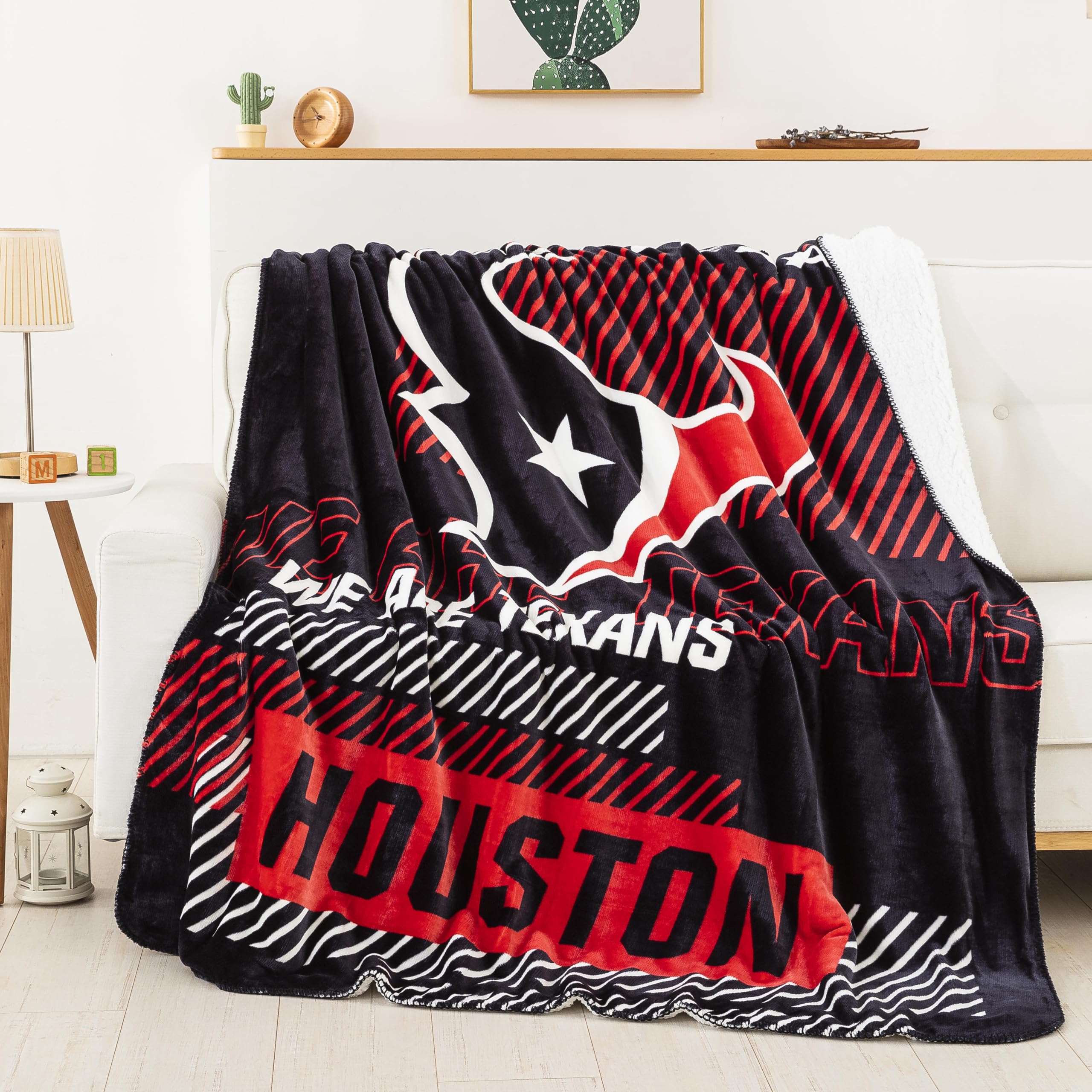 NORTHWEST NFL Houston Texans Unisex-Adult Oversized Cloud Sherpa Throw Blanket, 60