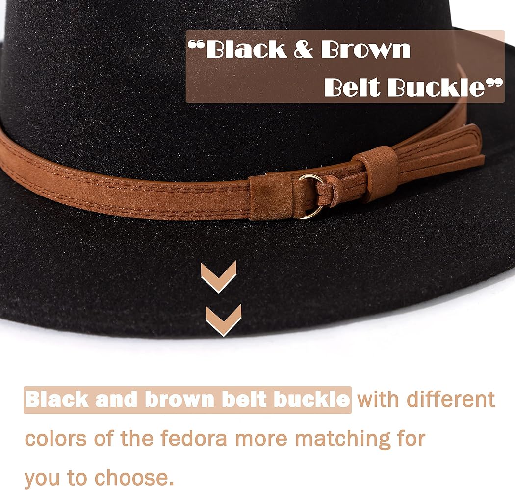 Lisianthus Men & Women Vintage Wide Brim Fedora Hat A-Black  display picture 2