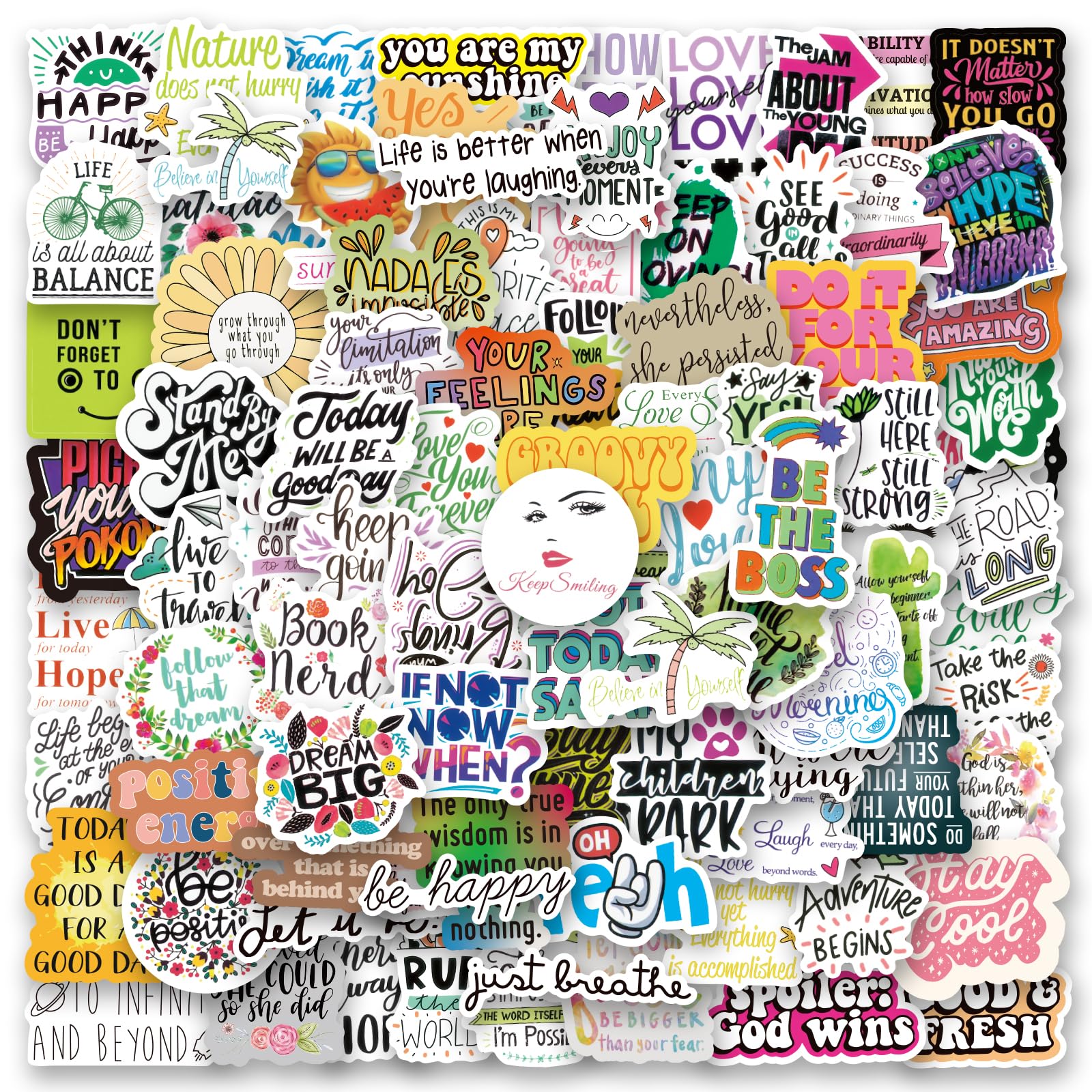 200PCS Inspirational Words Stickers Vinyl Aesthetics Sticker for Scrapbooking, Diary, Laptop, Bumper, Skateboard, Water Bottle, Computer, Phone,