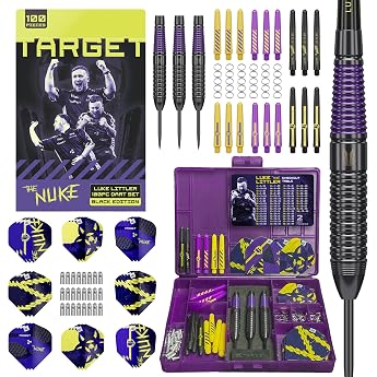 Target Darts Luke Littler Brass Dart Set 22 g with Fixed Steel Tip Points Pro Grip Shafts & No.2 Pro Ultra Flights 100-Piece Professional Dart Set & Accessories Dart Players