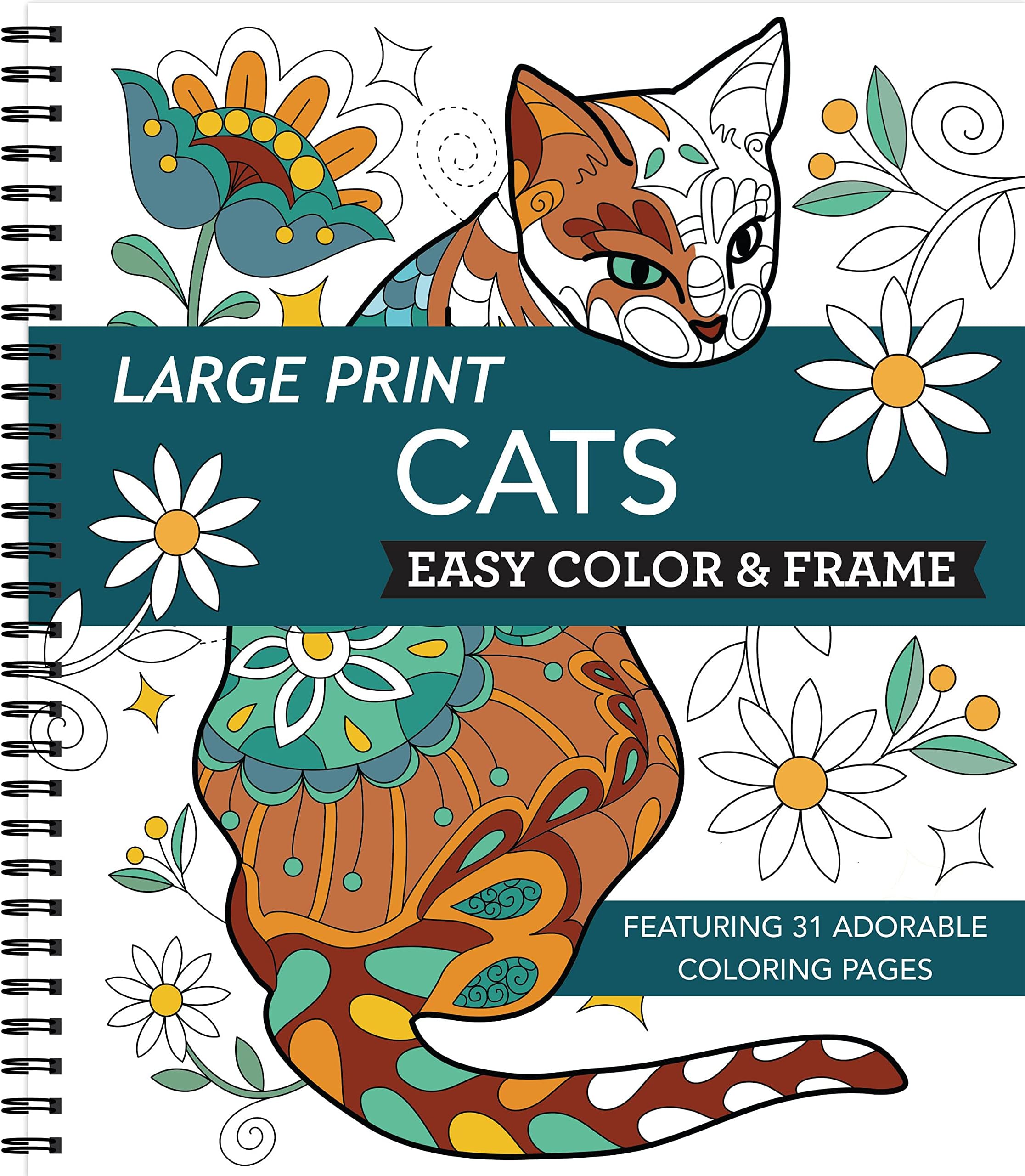Large Print Easy Color & Frame - Cats (Stress Free Coloring Book)