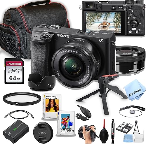 Sony Cámara sin espejo a6400 con lente de 0.630-1.969 in + memoria de 64 GB, funda, trípode Gripster y más (paquete de 26 piezas) disponible en Yaxa Colombia