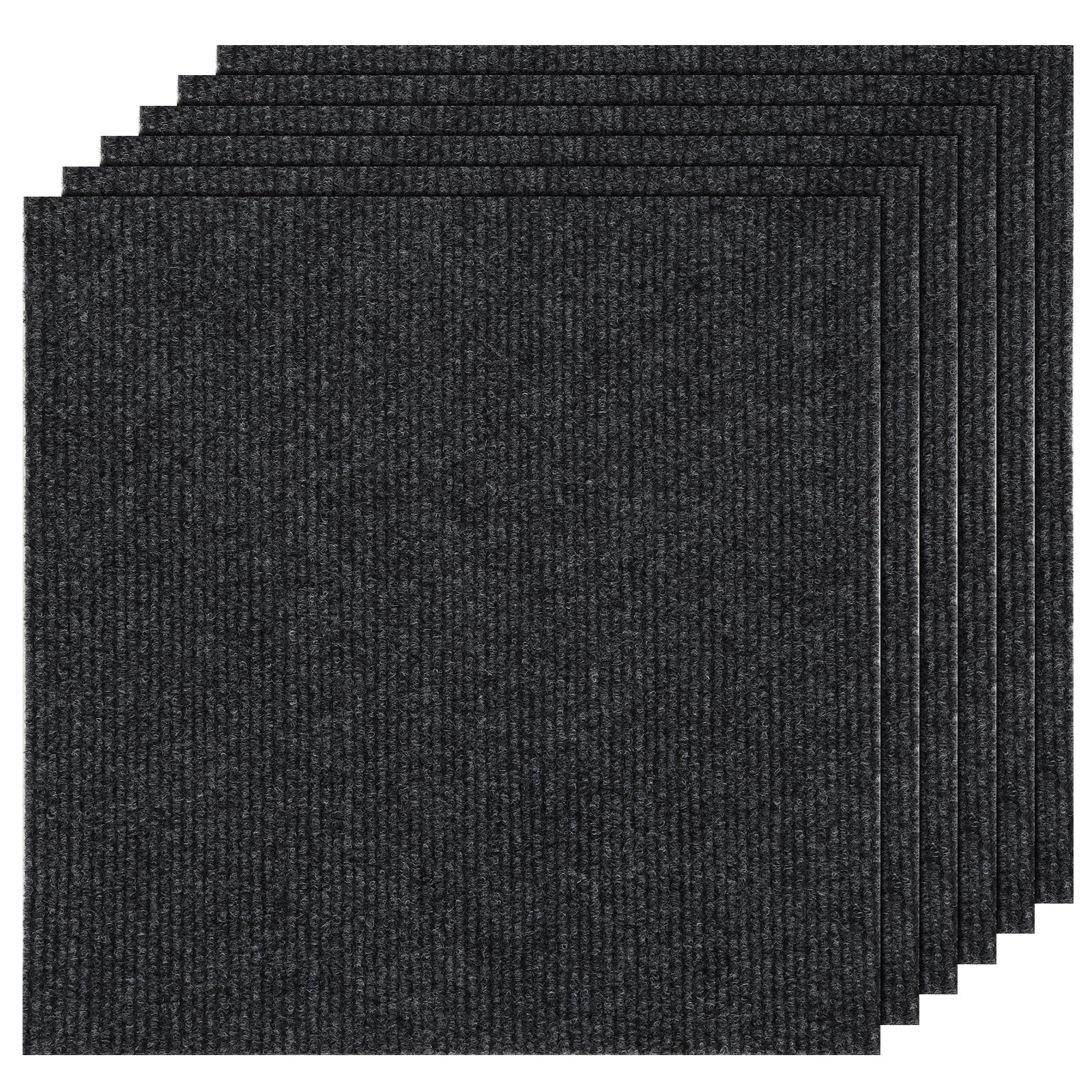 30PCS Peel and Stick Carpet Tiles 12x12 Self Adhesive Carpet Squares for Basement Carpet for Concrete Floor Non Skid Carpets Tiles Clearance on Indoor Outdoor Carpets Squares Commercial Black