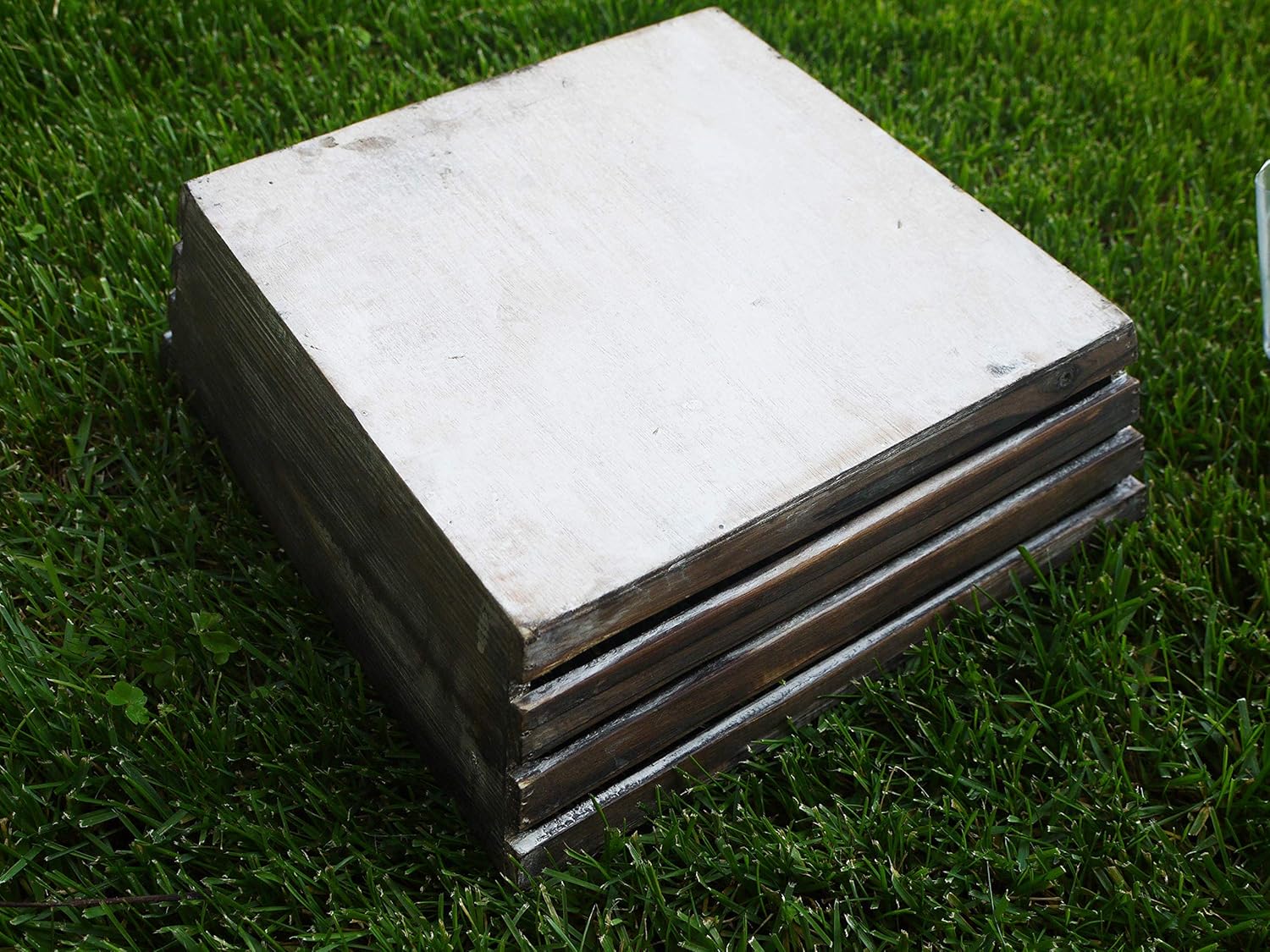 Admired By Nature Wooden Crate Tray Box - Standard Square Stained Rustic Brown Color - 10x10" For Home Decor, Plants, Garden, Organization, Storage