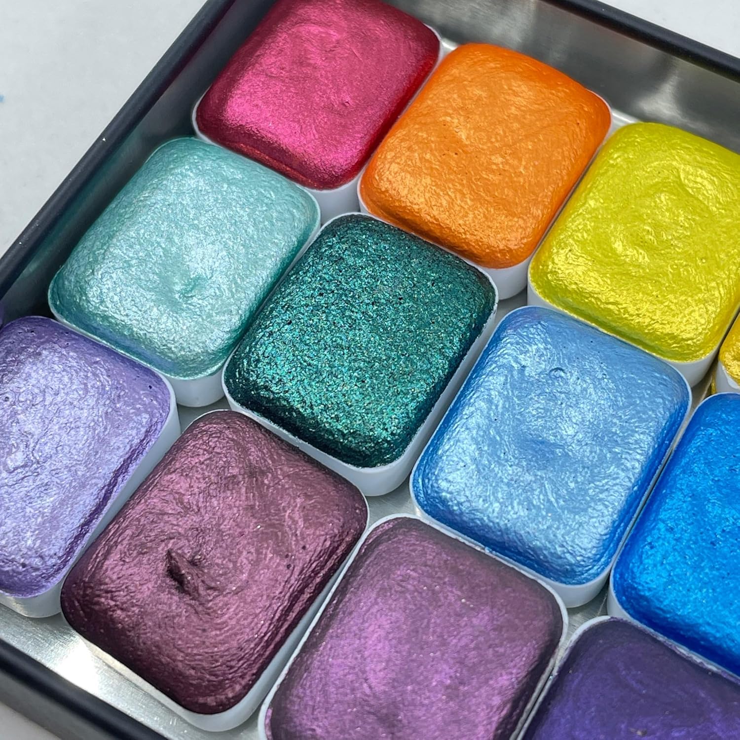 IUILE Handmade Watercolor Paints - Mica Q21-1 Quarter Pan Set (21 colors)