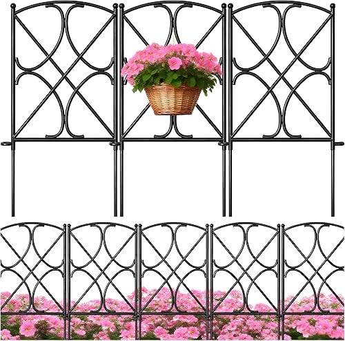 Miniatura 8 de Valla decorativa Amagabeli para jardín, acero inoxidable, alambre de hierro verde, plegable, panel ornamental, borde limitante, para patio, cama de