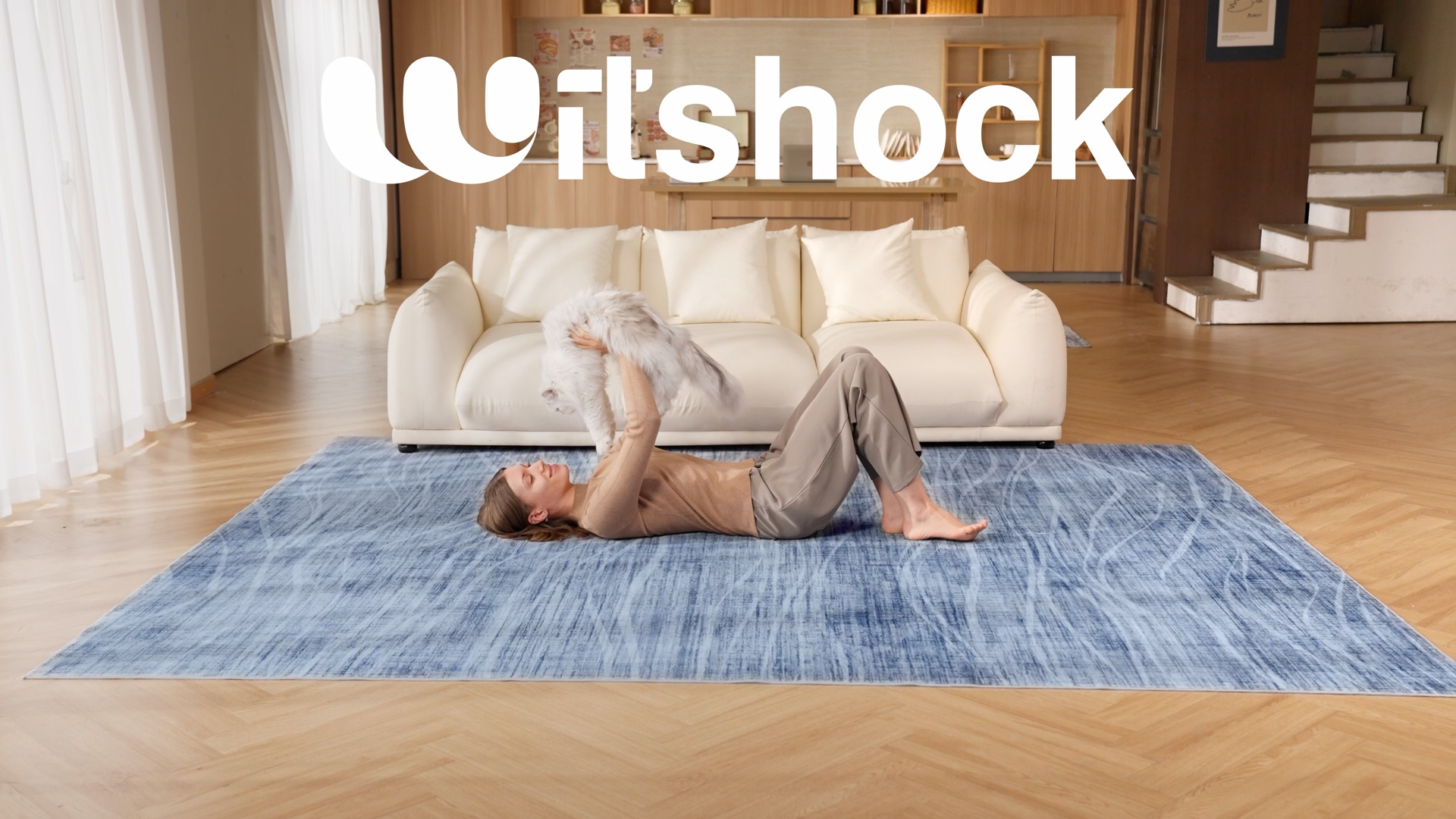 WITSHOCK Tapete 9x12 pies Beige diseño ondas modernas miniatura 7