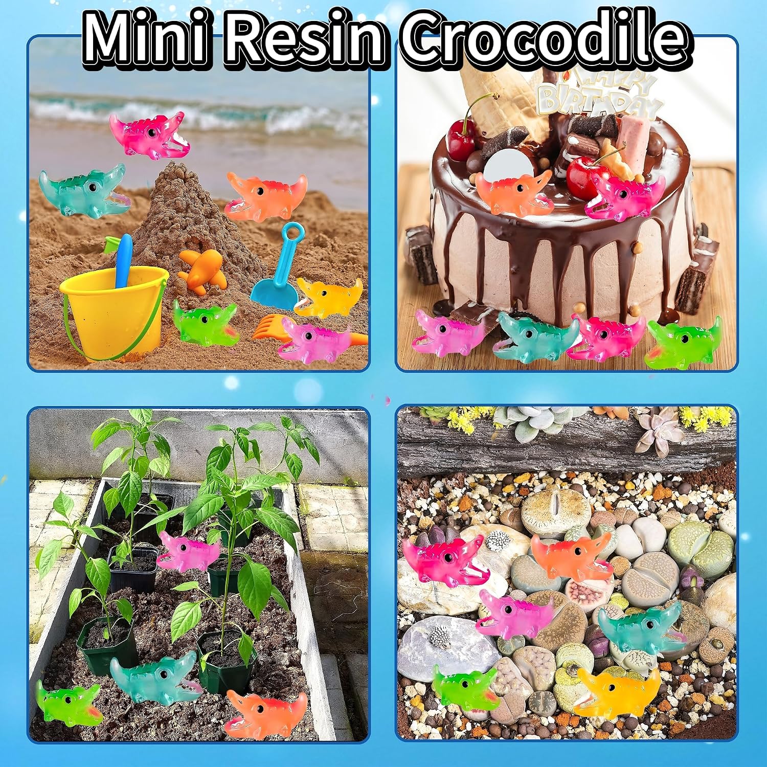 28PCS Luminous Miniature Crocodiles Figurines Mini Resin Crocodile Glow in The Dark Mini Animals Cute Tiny Alligator Figure Bulk for Fairy Garden Miniatures Moss Landscape Desktop Decorations image 4
