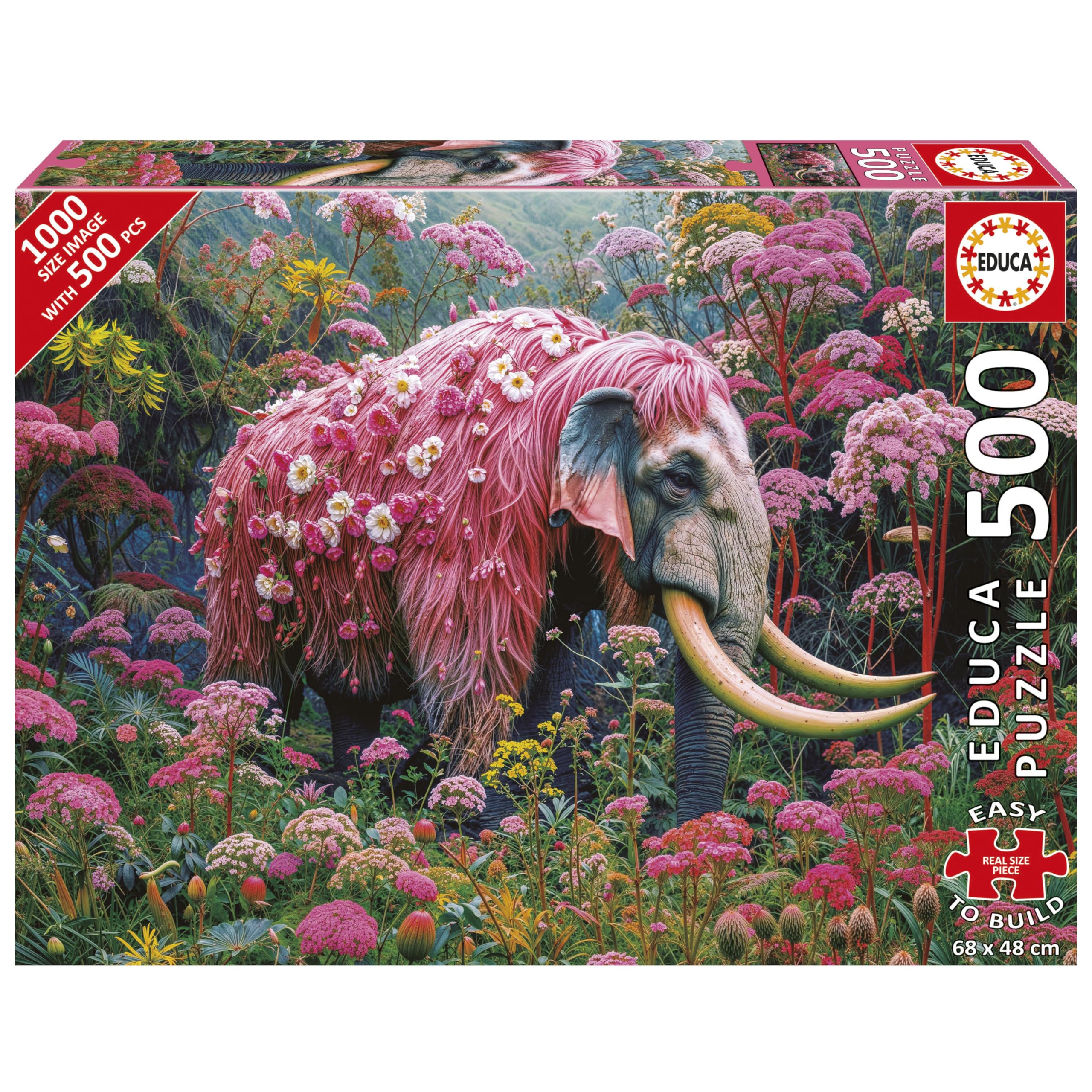 Educa - 500 Piece Jigsaw Puzzle for Adults | Floral Elephant | Larger Pieces for a More Relaxed Assembly Experience | Adult Jigsaw | Ages 11+ (20228)