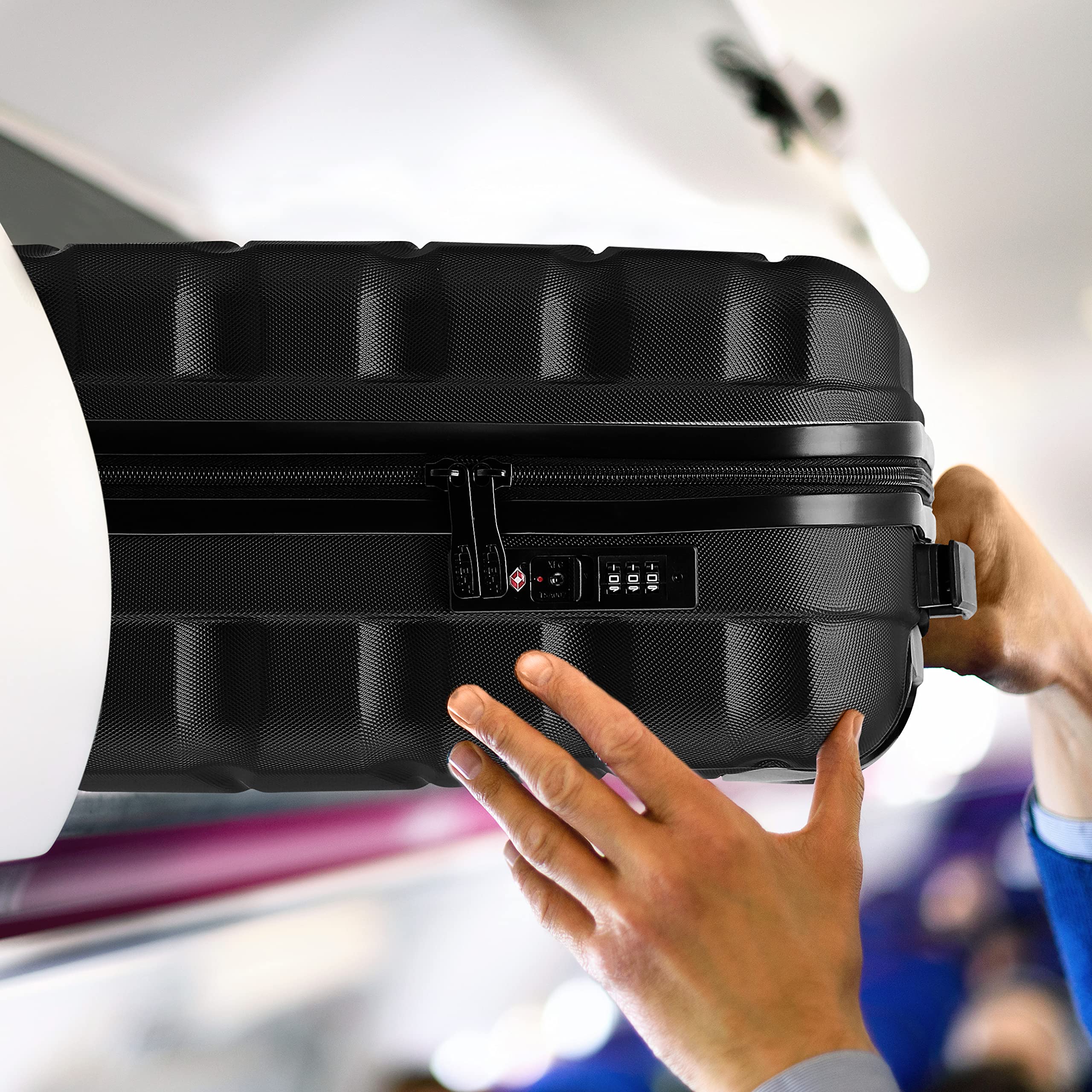 Flight Knight Valigie Rigide in ABS Leggere a 4 Ruote - Bagaglio a Mano Approvato per Oltre 35 Compagnie Aeree Come British Airways, Easyjet E Dimensioni Massime per Lufthansa 55 X 40 X 23 Cm