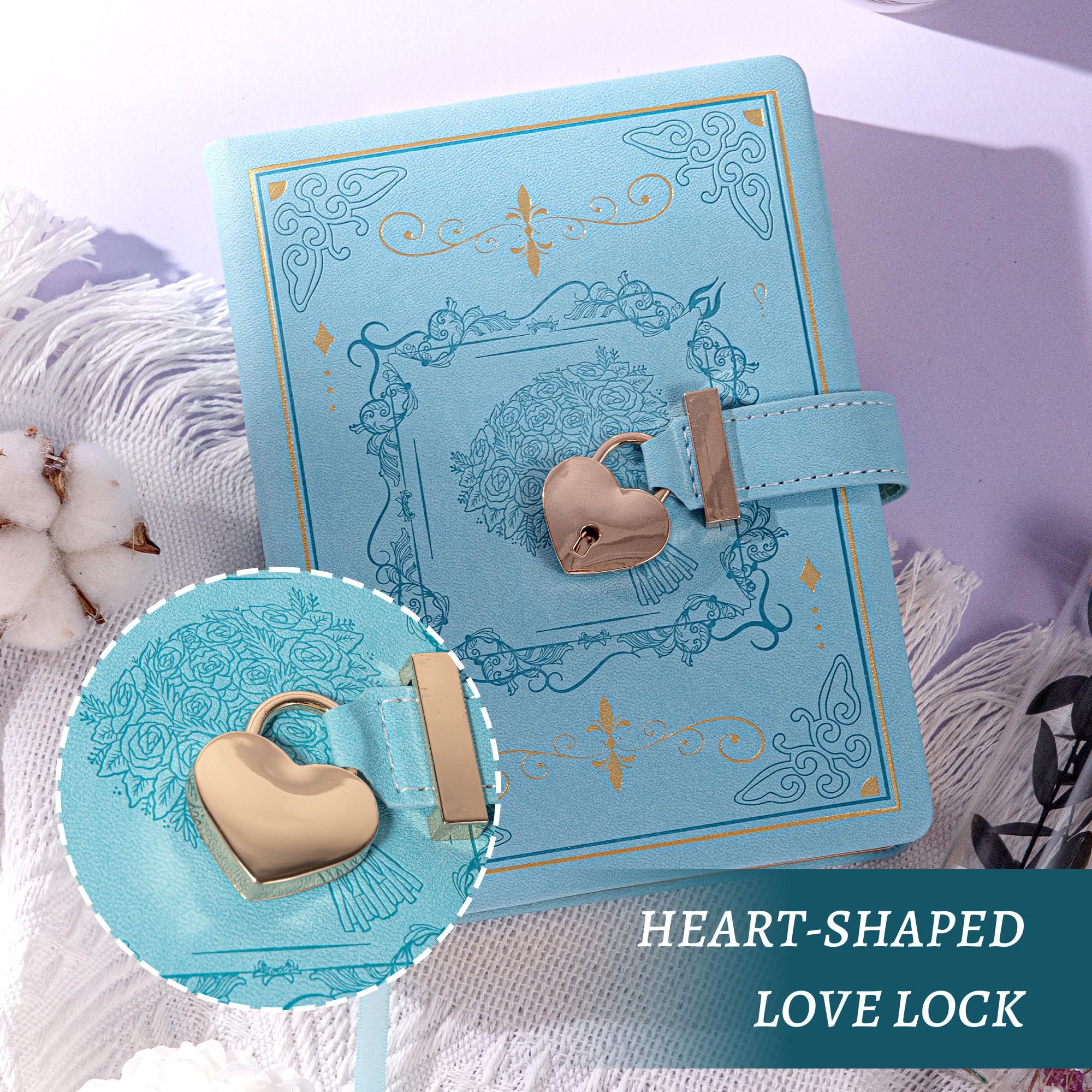 MGGAO Diary with Lock for Writing PU Hardcover Leather Locked Journal - Image 3