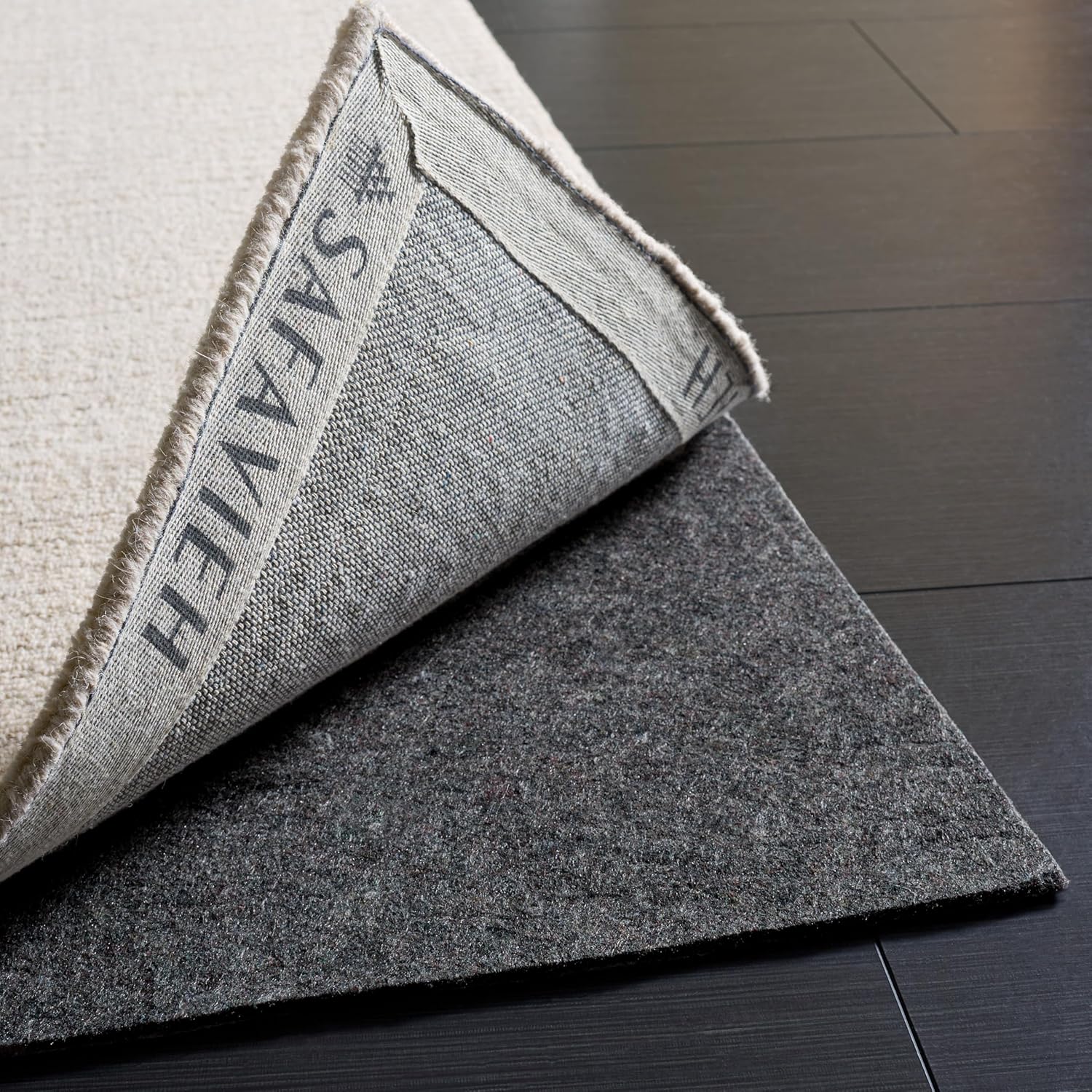 SAFAVIEH Dual Surface Large Rug Pad – 9' x 12', 1/4" Thick, Felt + Rubber, Non-Slip & Durable Design for Hard Floors & Carpet, Grey