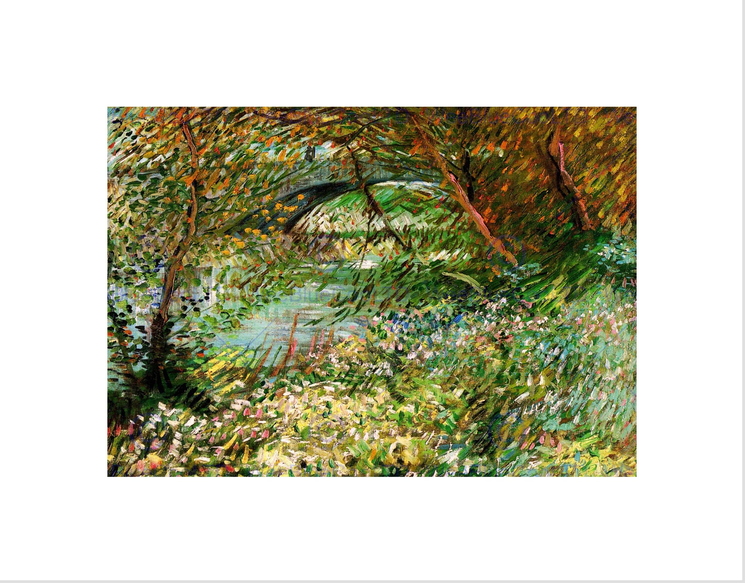 Wee Blue Coo VAN GOGH BANKS SEINE WITH PONT DE CLICHY IN SPRING FRAMED PRINT B12X1999