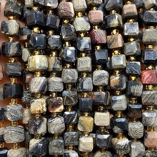 Miniatura 2 de ABCGEMS - Cuentas de jaspe de hoja negra africana plateada (una técnica de corte revolucionaria aporta un aspecto más dinámico a un cubo