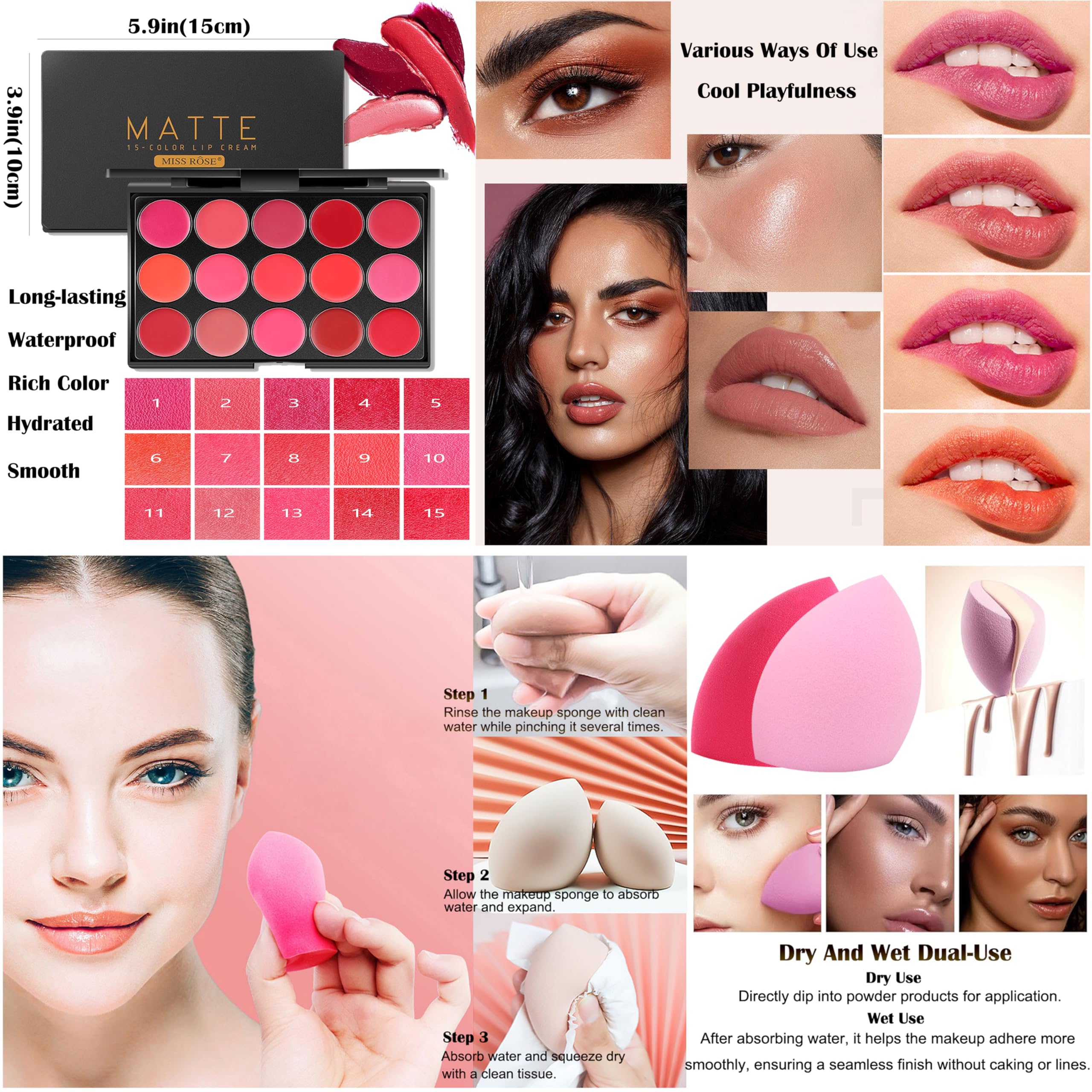 Kit trucco - Set trucco per ragazze - Set regalo per donne con palette di ombretti, rossetti
