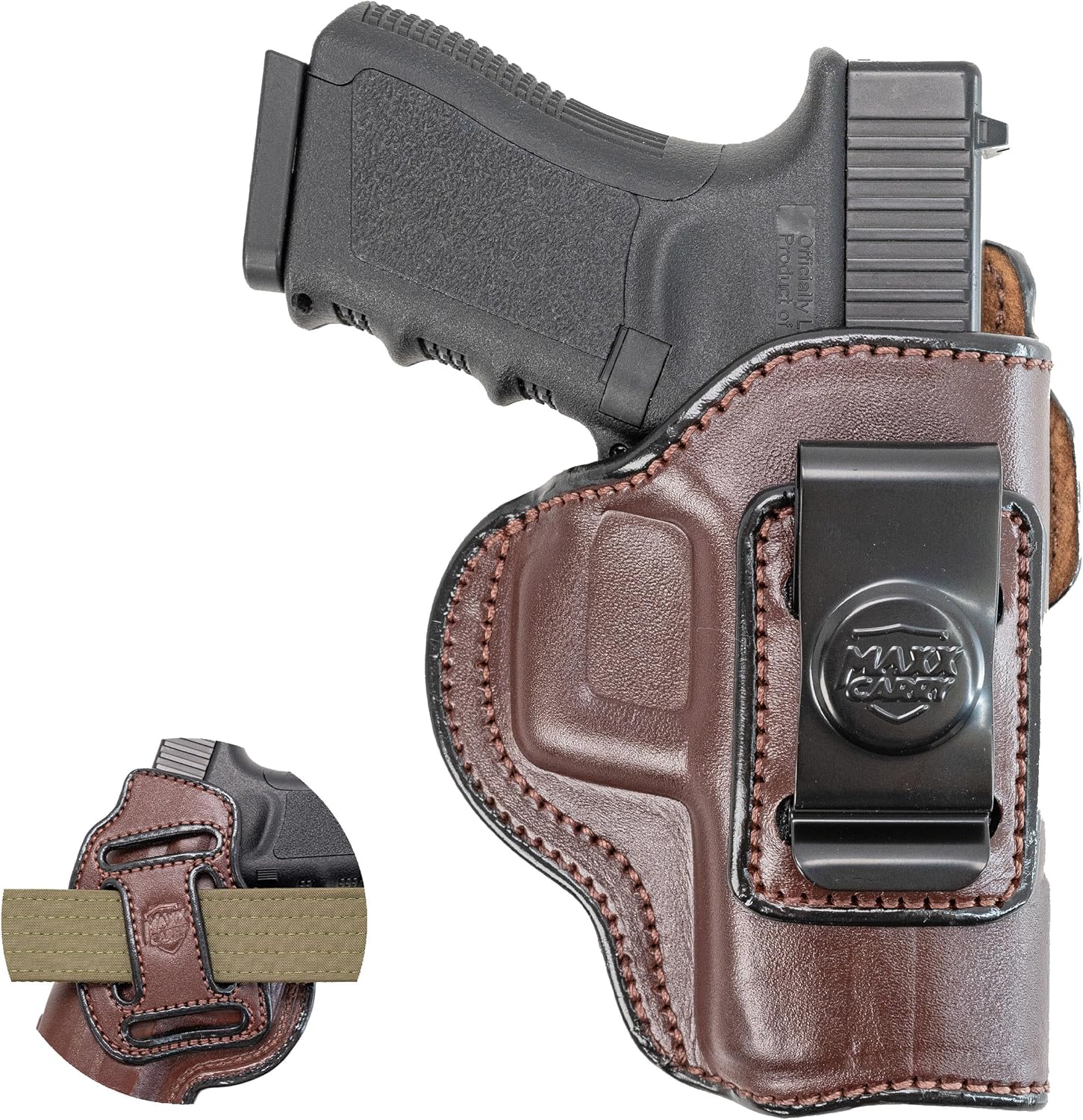 Maxx Carry Multi-Carry 4-Way OWB and IWB Leather Gun Holster fits Walther PPQ, PPQ M2, PPQ .45 | CANIK TP9SF Elite | FN FNX45 | H&K HK 45, USP 9mm & 40 S&W | SIG P250 Compact.