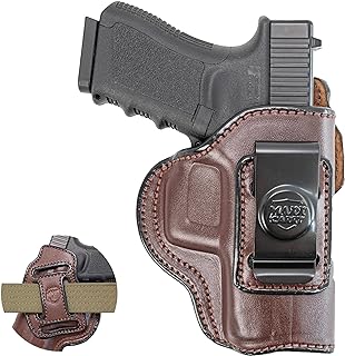 Maxx Carry Multi-Carry 4-Way OWB and IWB Leather Gun Holster fits Walther PPQ, PPQ M2, PPQ .45 | CANIK TP9SF Elite | FN FNX45 | H&K HK 45, USP 9mm & 40 S&W | SIG P250 Compact.