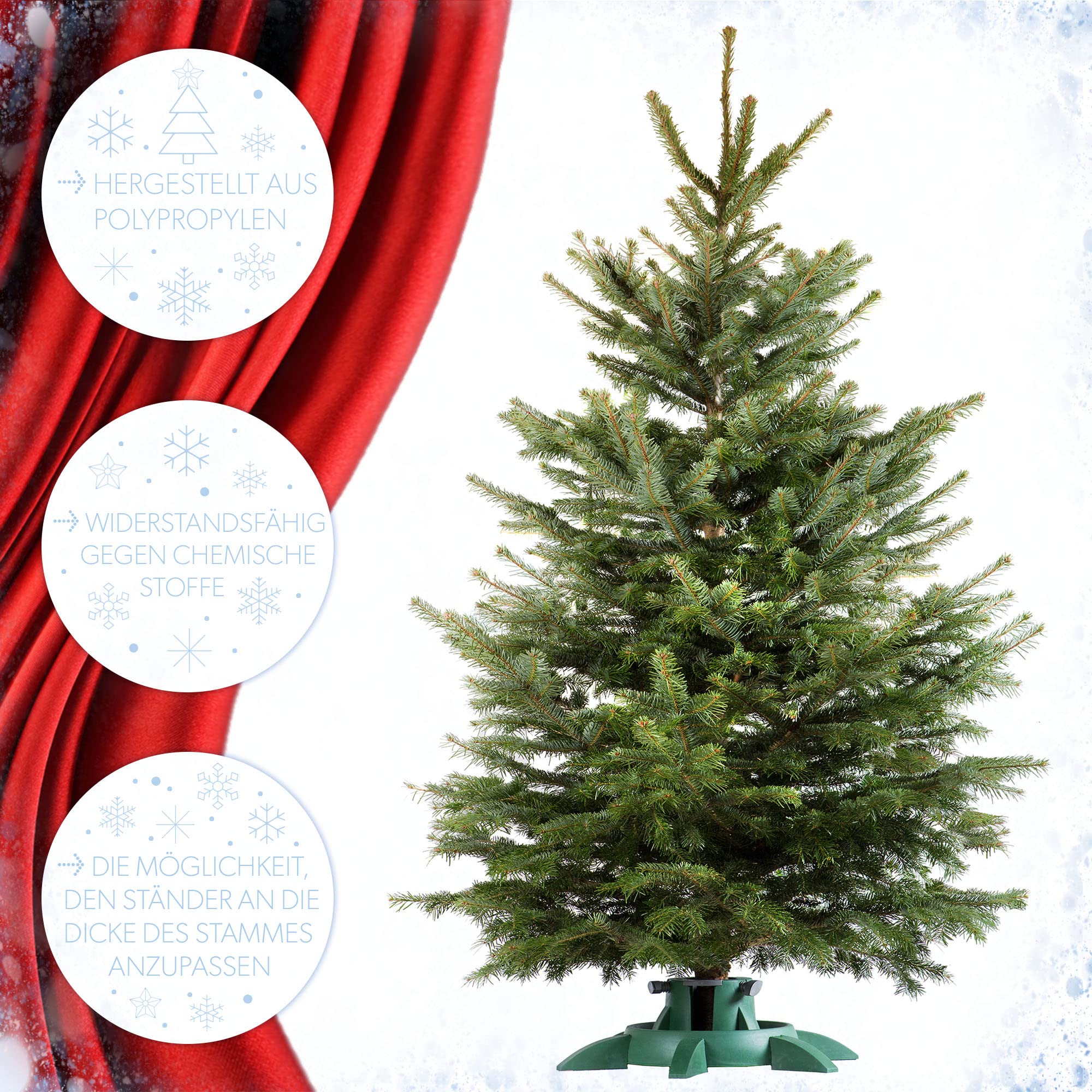KADAX Support d'arbre de Noël avec réservoir d'eau, Moderne en Plastique Robuste pour Arbres, différentes Tailles (Hauteur d'arbre jusqu'à 3,3 m)