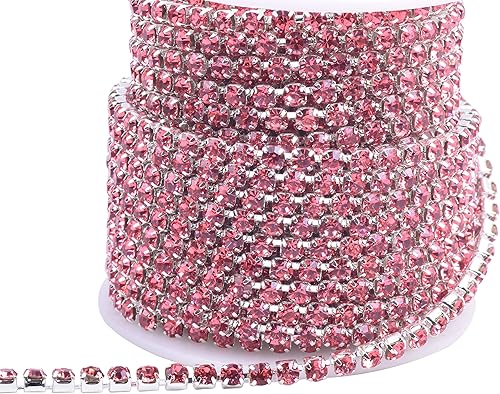 Miniatura 26 de KAOYOO - Cadena de diamantes de imitación de 9 metros (10 yardas) con cierre de 2.5 mm para manualidades de costura, decoración DIY (plata)