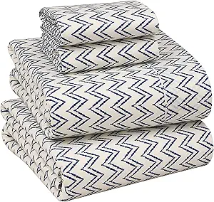 RUVANTI 100% Cotton Sheets Queen Size Set, 4 Pieces, Soft & Breathable Percale Weave Bedding, Deep Pocket 16", Hotel Standard, Crisp Cool Feeling, Durable, Perfect Floral Bed Sheet, Chevron