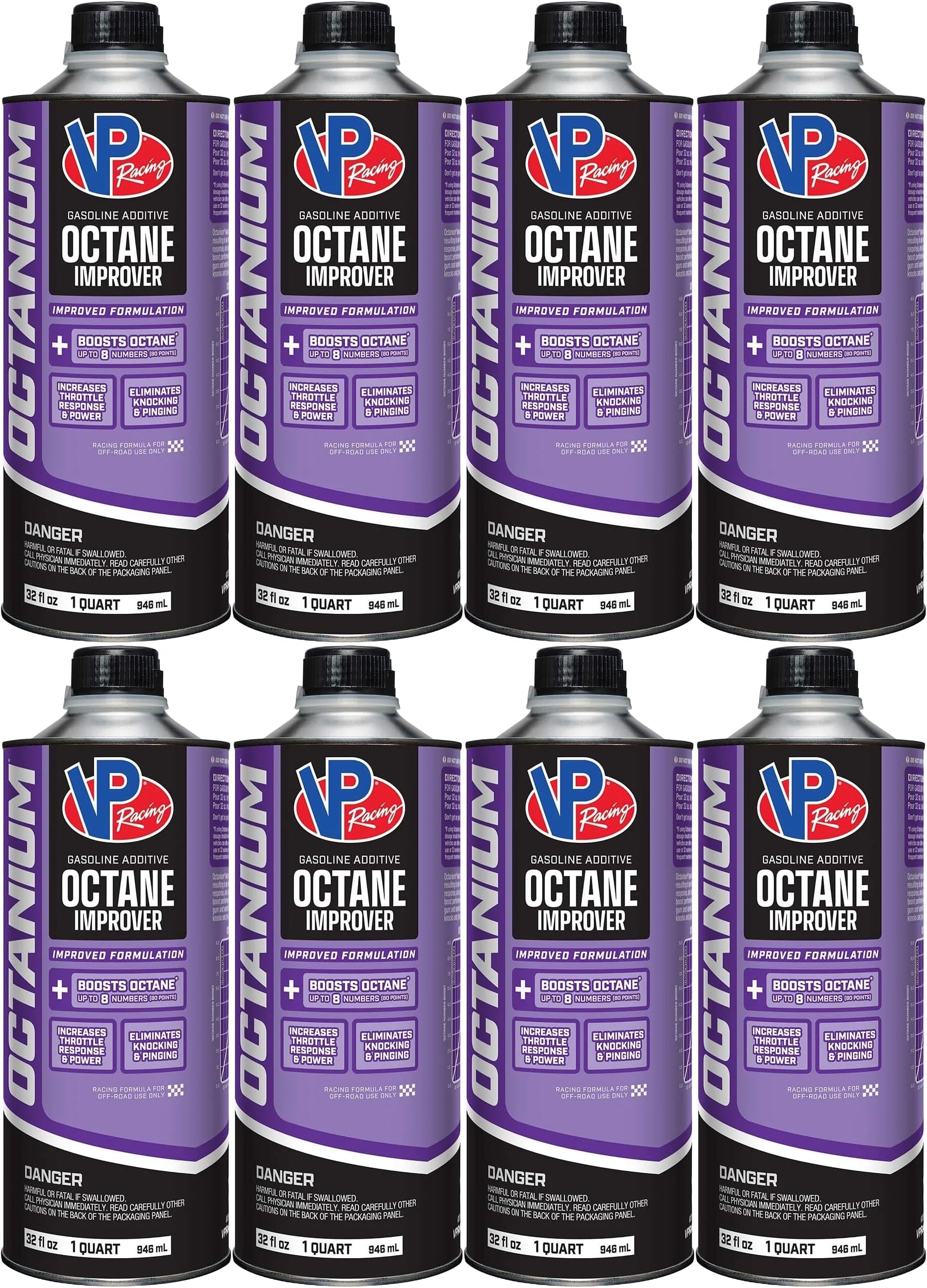 VP Racing Fuels 2855, Madditive Octanium Octane Booster Racing Formula - Quart (8 Pack)