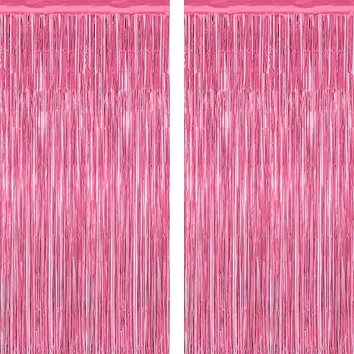 Miniatura 65 de Paquete de 2 telones de fondo de oropel rojo, cortinas de flecos de 3.28 pies x 7.05 pies, decoraciones de fiesta para aniversarios de boda